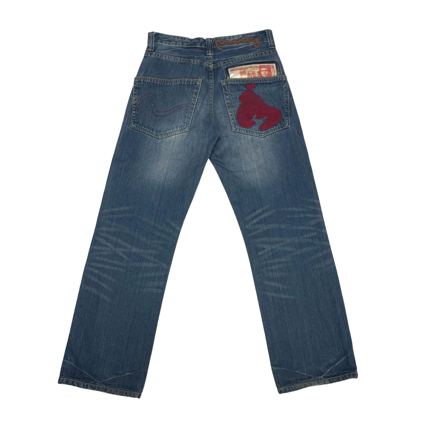 Money Cuban Blue Pocket Money Detail Jeans