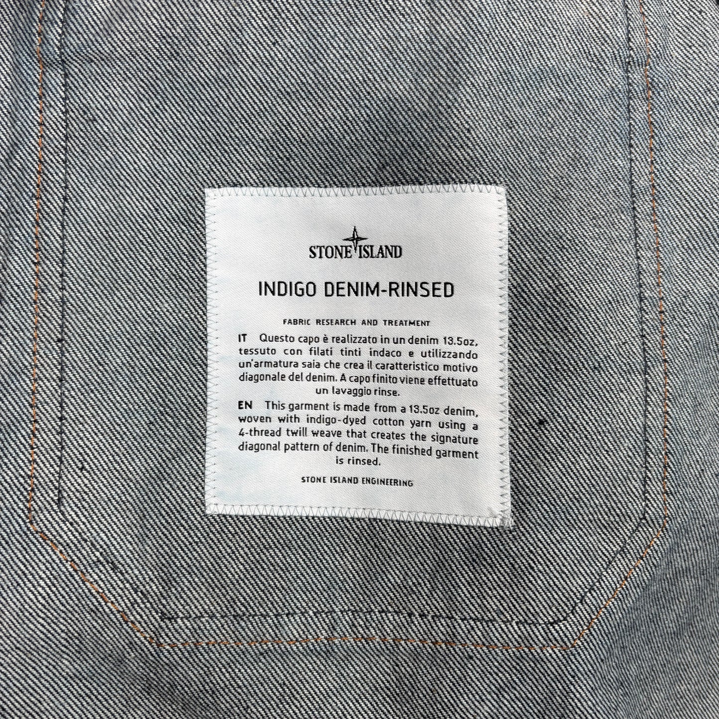 Stone Island Blue Indigo Denim-Rinsed Jacket