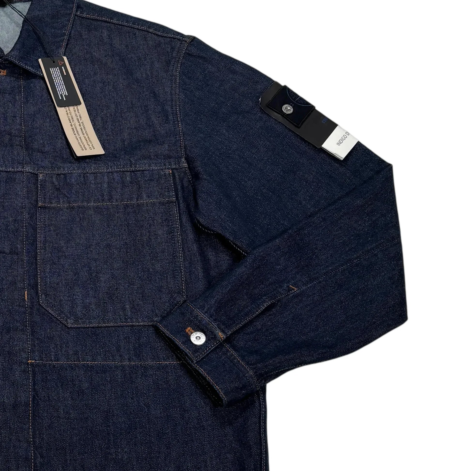Stone Island Blue Indigo Denim-Rinsed Jacket