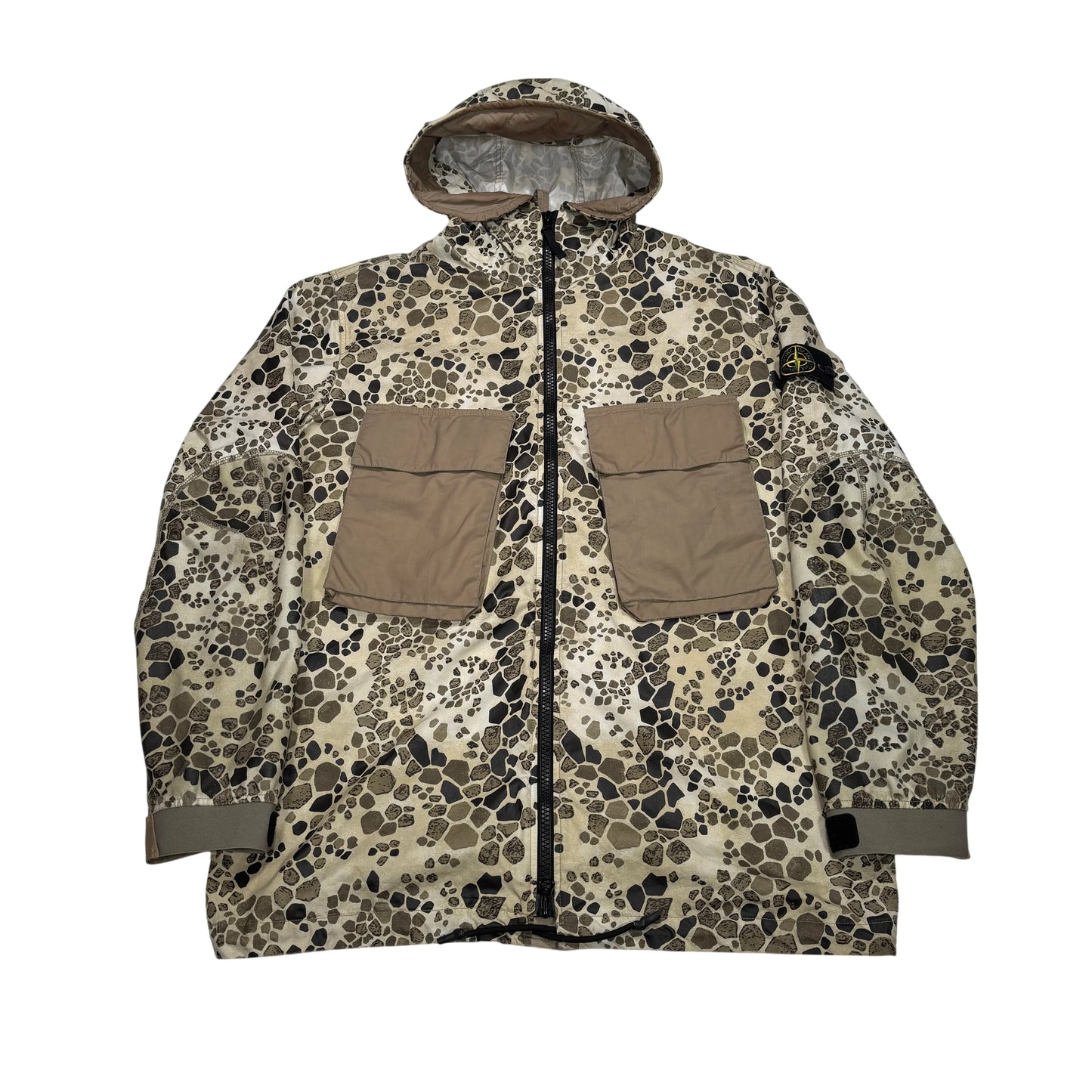 Stone Island Beige Hooded Crocodile Camouflage Field Jacket