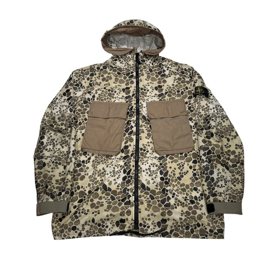 Stone Island Beige Hooded Crocodile Camouflage Field Jacket