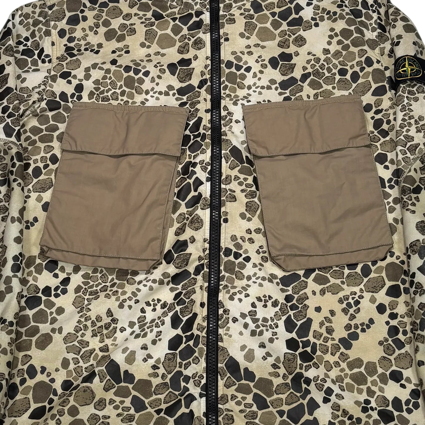 Stone Island Beige Hooded Crocodile Camouflage Field Jacket