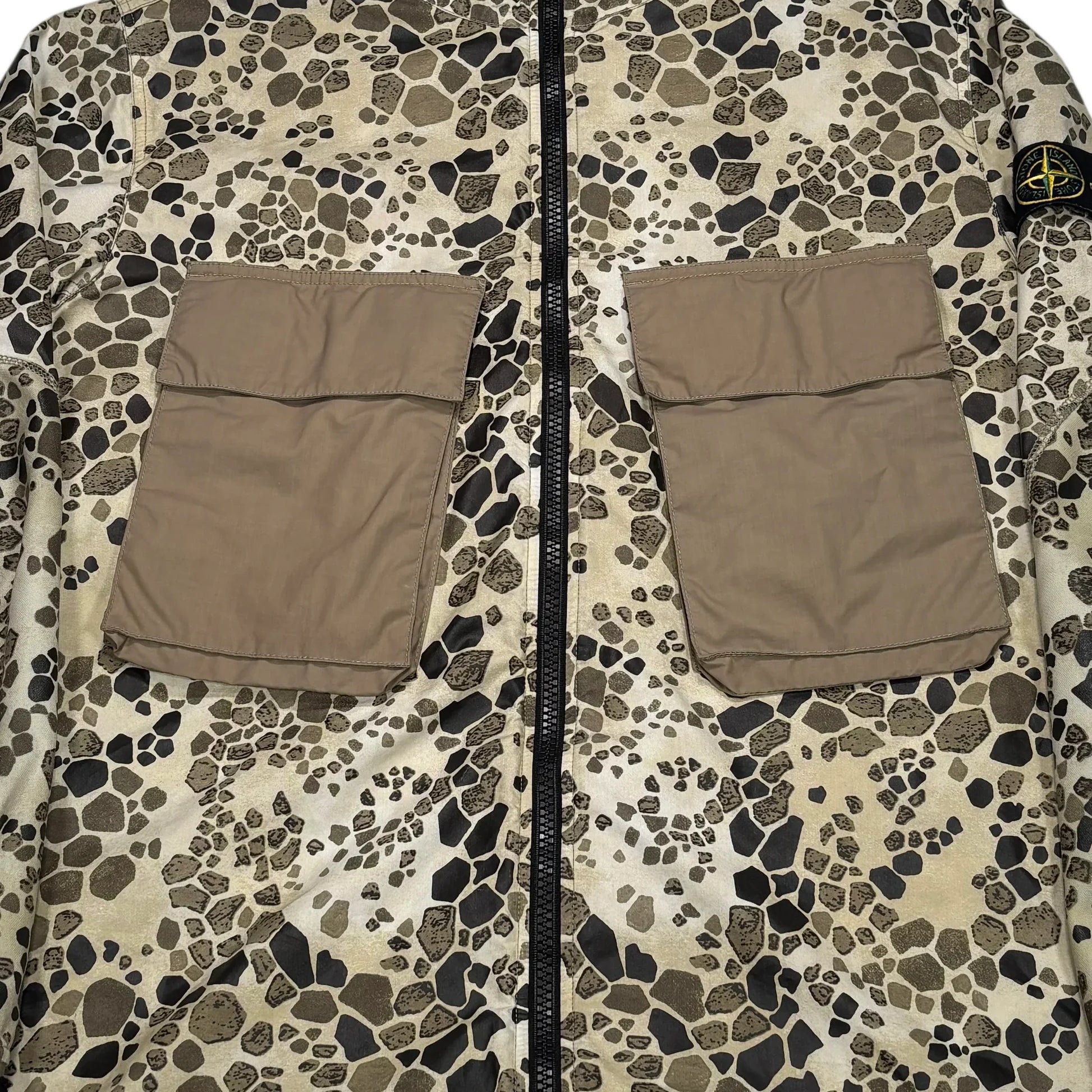 Stone Island Beige Hooded Crocodile Camouflage Field Jacket