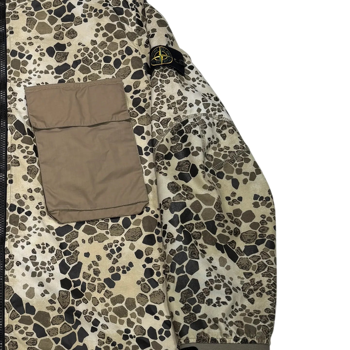 Stone Island Beige Hooded Crocodile Camouflage Field Jacket