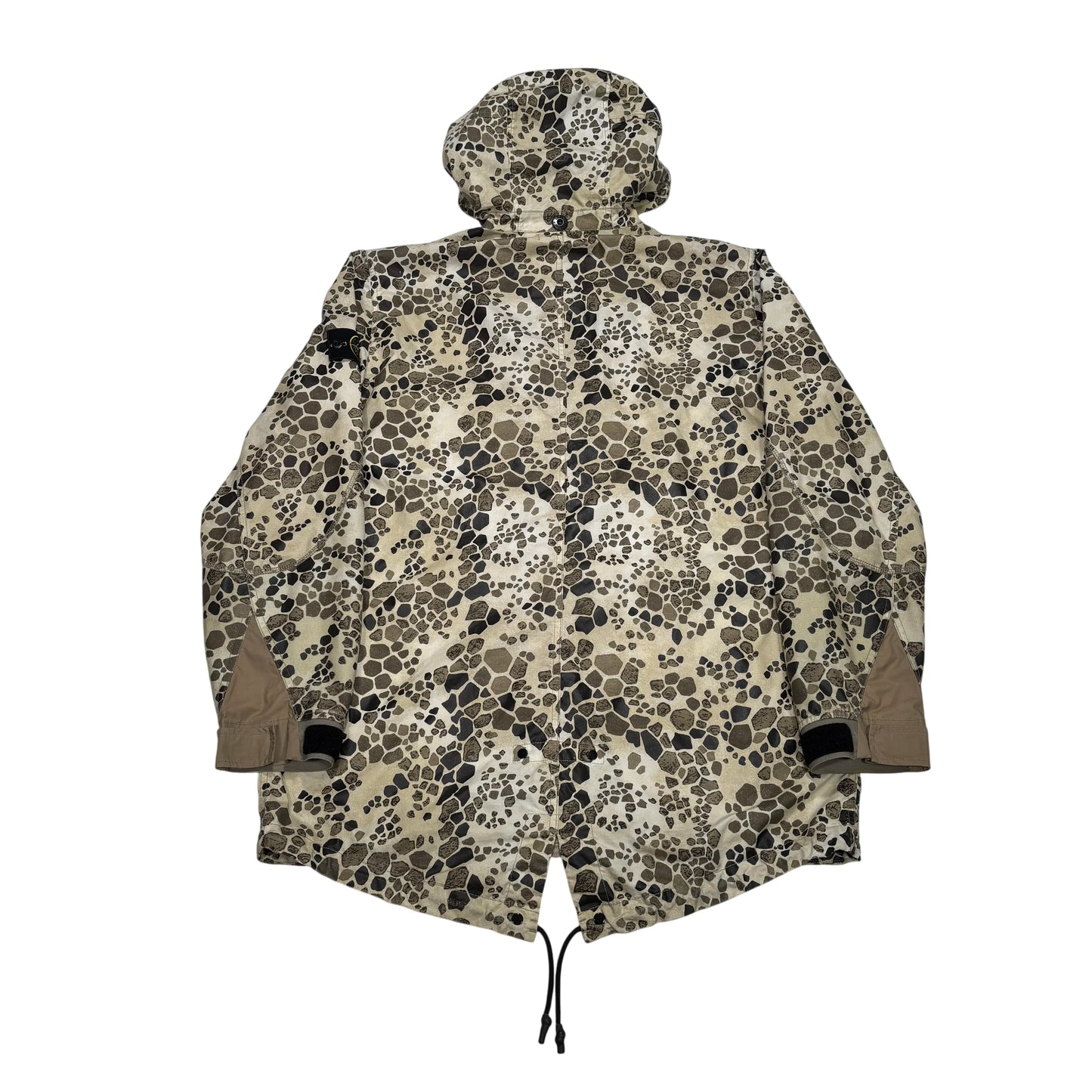 Stone Island Beige Hooded Crocodile Camouflage Field Jacket
