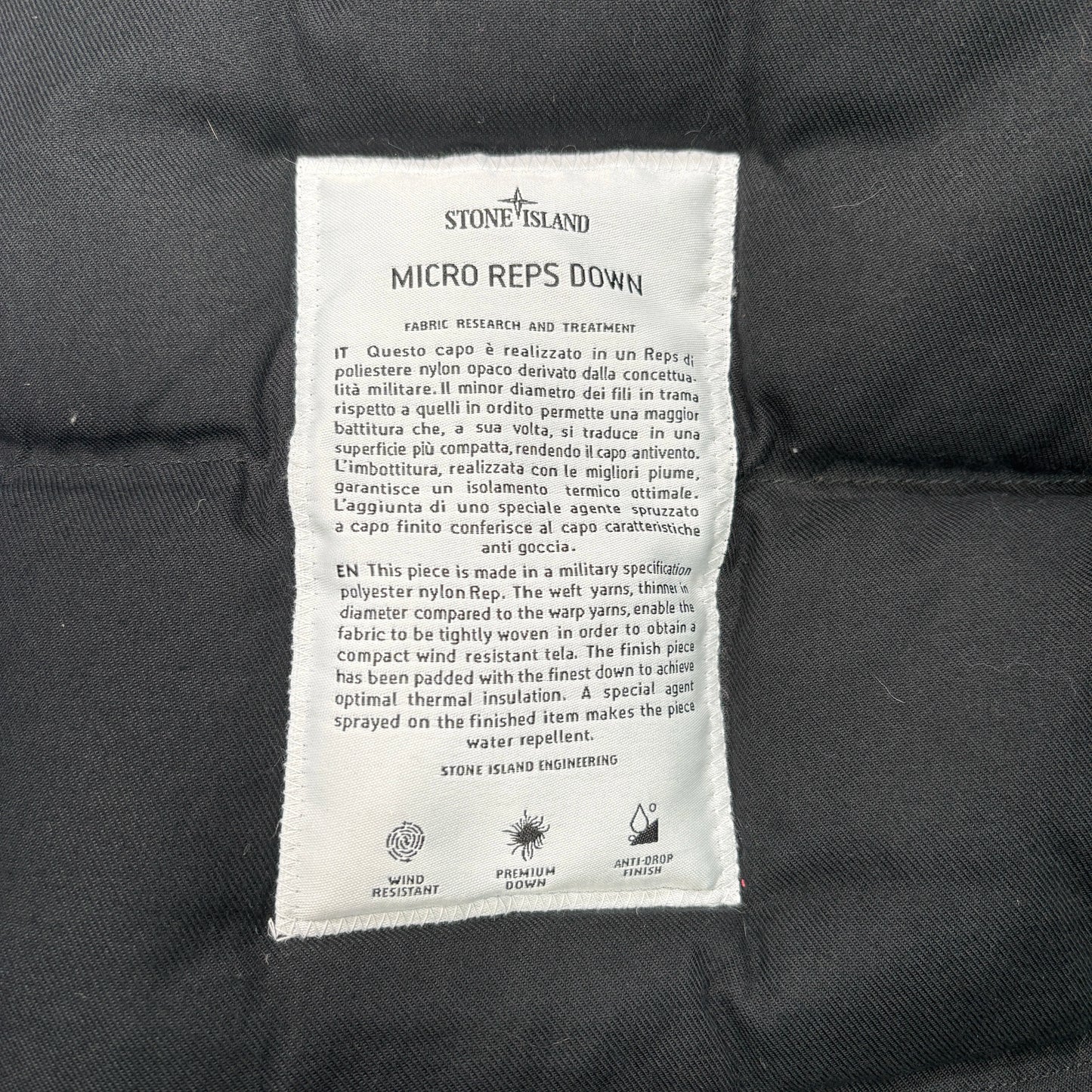 Stone Island Black Micro Reps Down Parka Coat