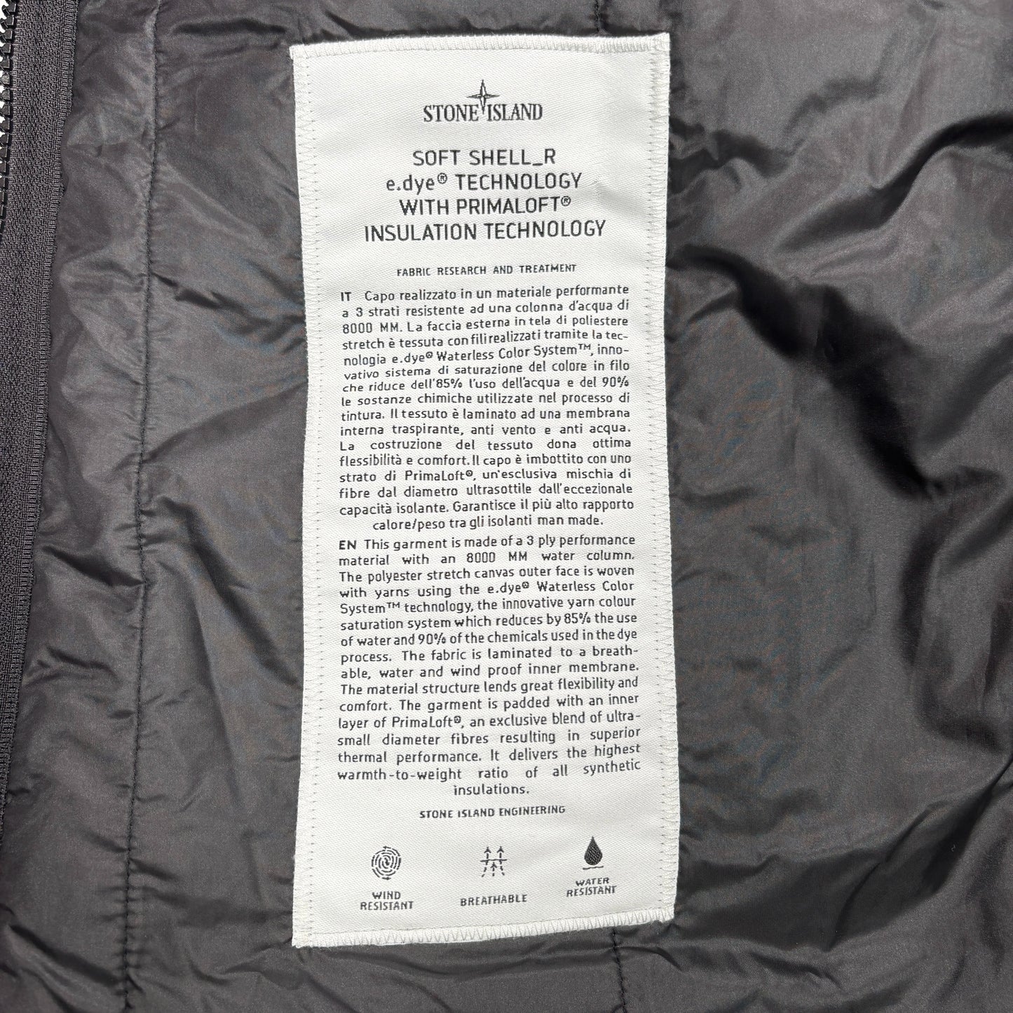 Stone Island Green Hooded Soft Shell-R e.dye Technology with Primaloft Insulation Jacket