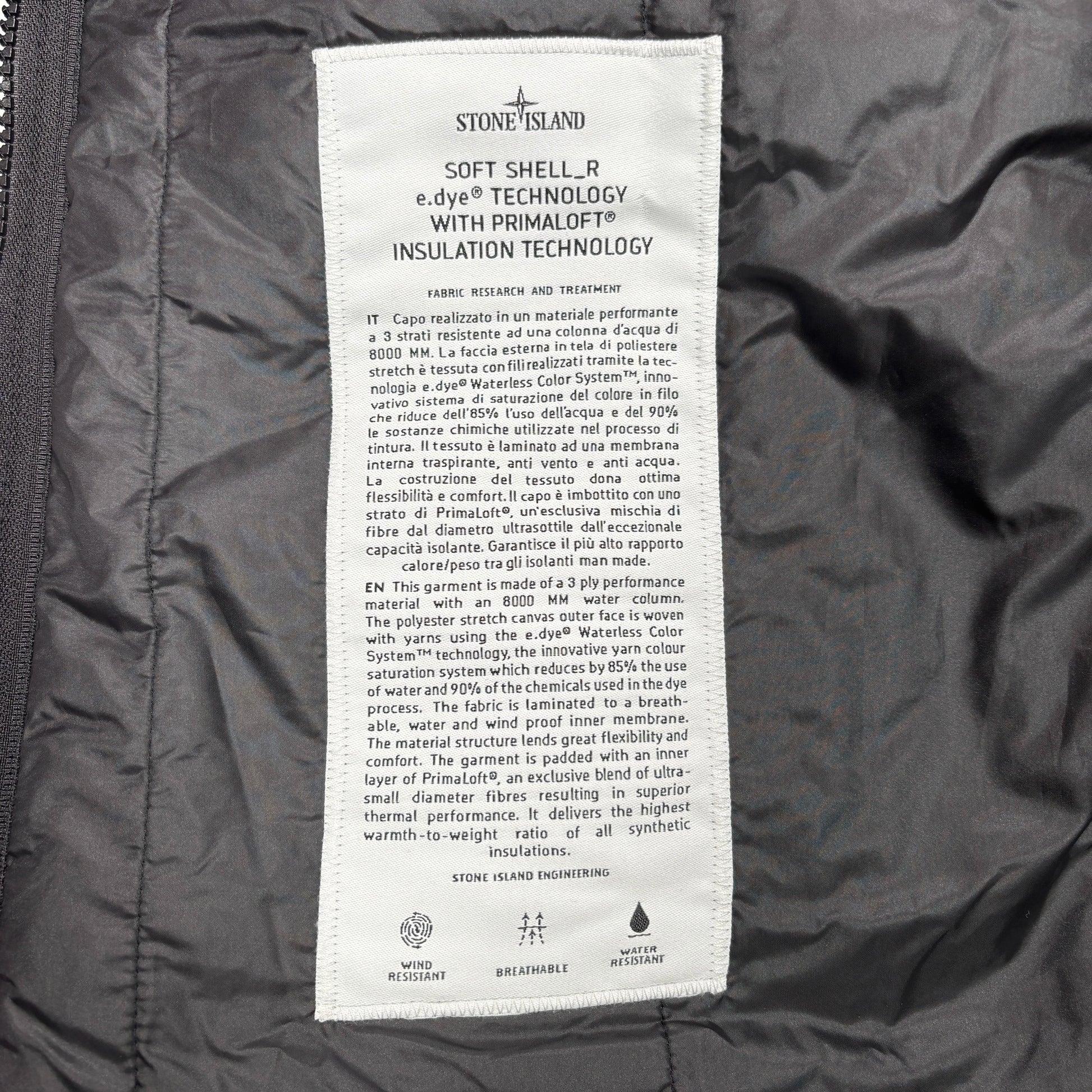 Stone Island Green Hooded Soft Shell-R e.dye Technology with Primaloft Insulation Jacket