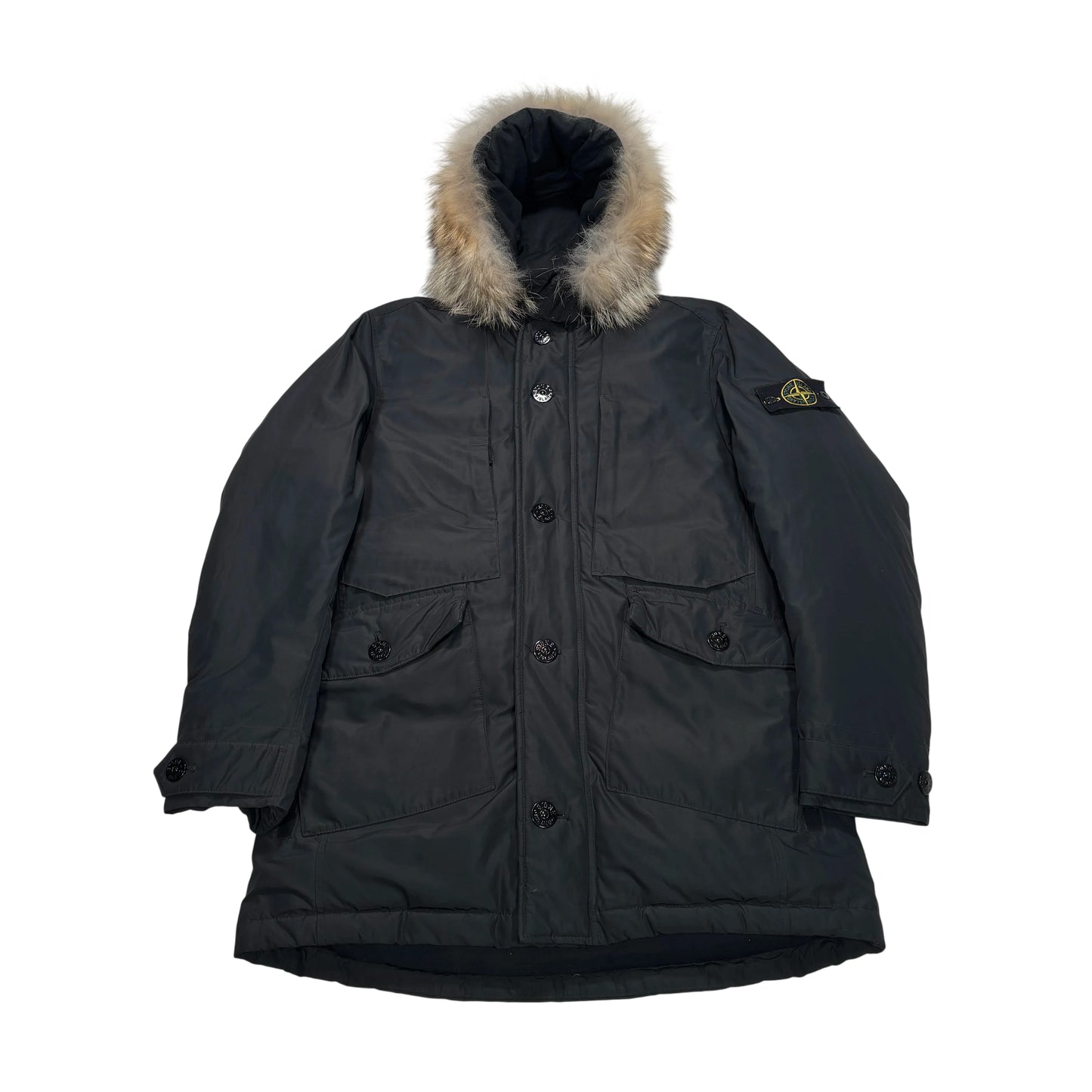 Stone Island Black Micro Reps Down Parka Coat