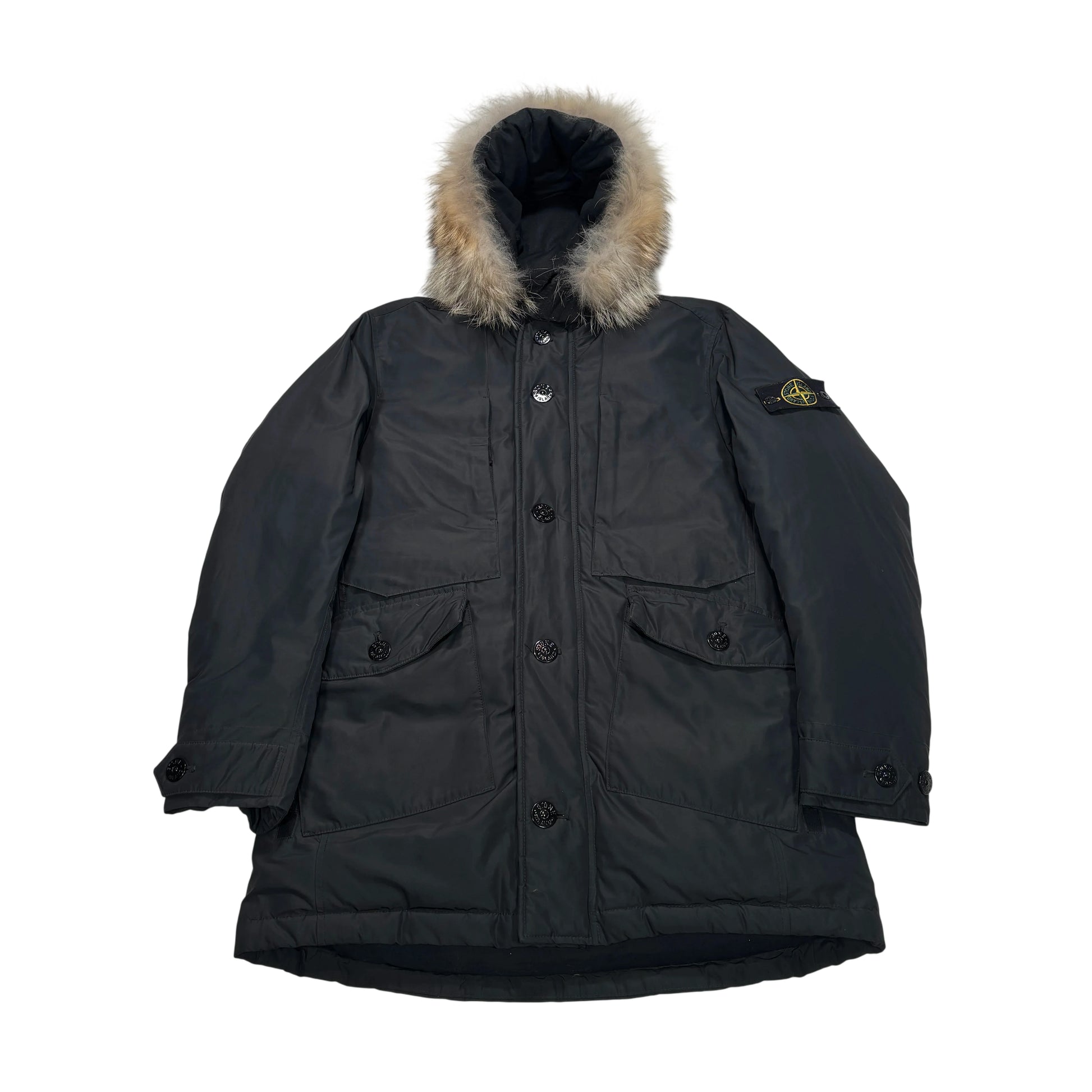Stone Island Black Micro Reps Down Parka Coat