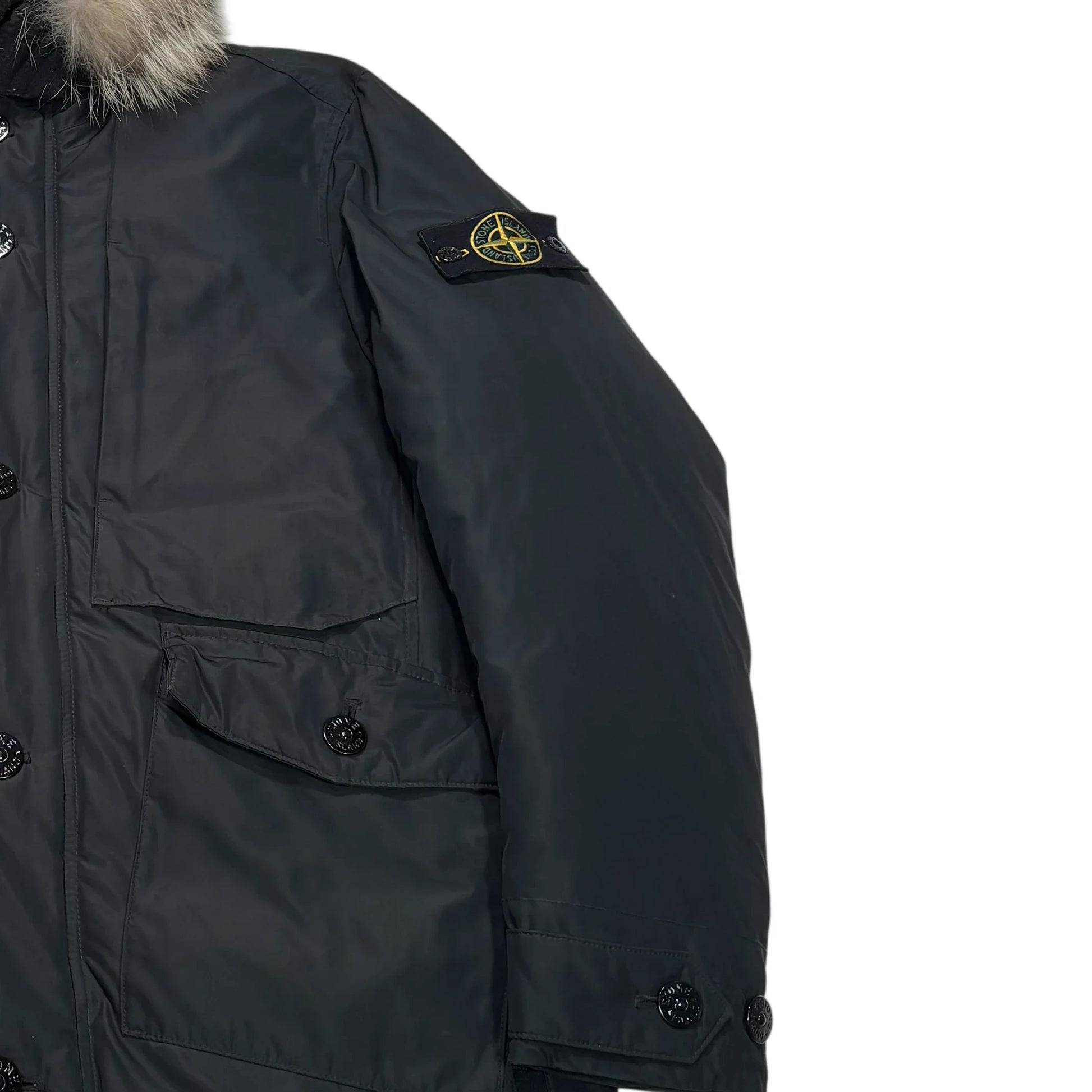 Stone Island Black Micro Reps Down Parka Coat