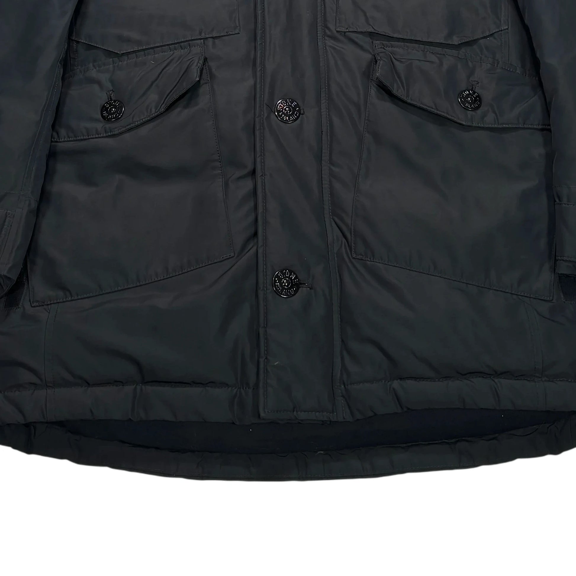 Stone Island Black Micro Reps Down Parka Coat