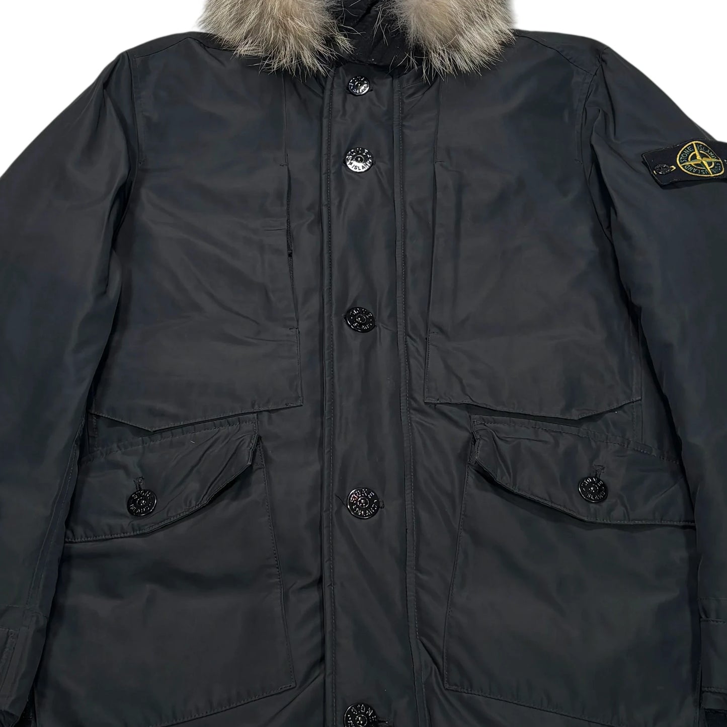Stone Island Black Micro Reps Down Parka Coat