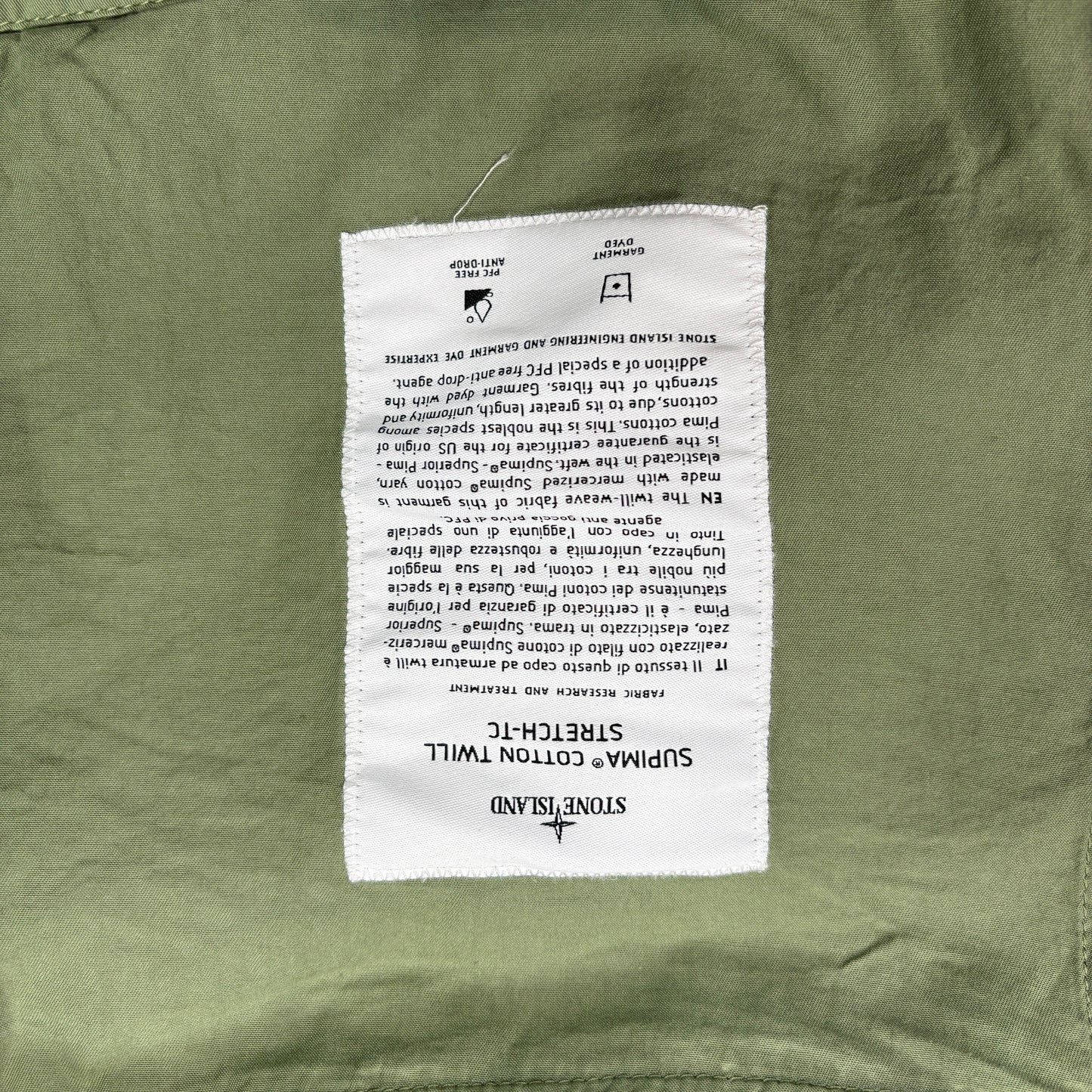 Stone Island Green Supima Cotton Twill Stretch-TC Hooded Jacket