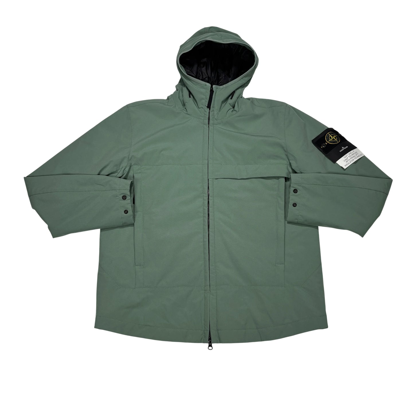 Stone Island Green Hooded Soft Shell-R e.dye Technology with Primaloft Insulation Jacket