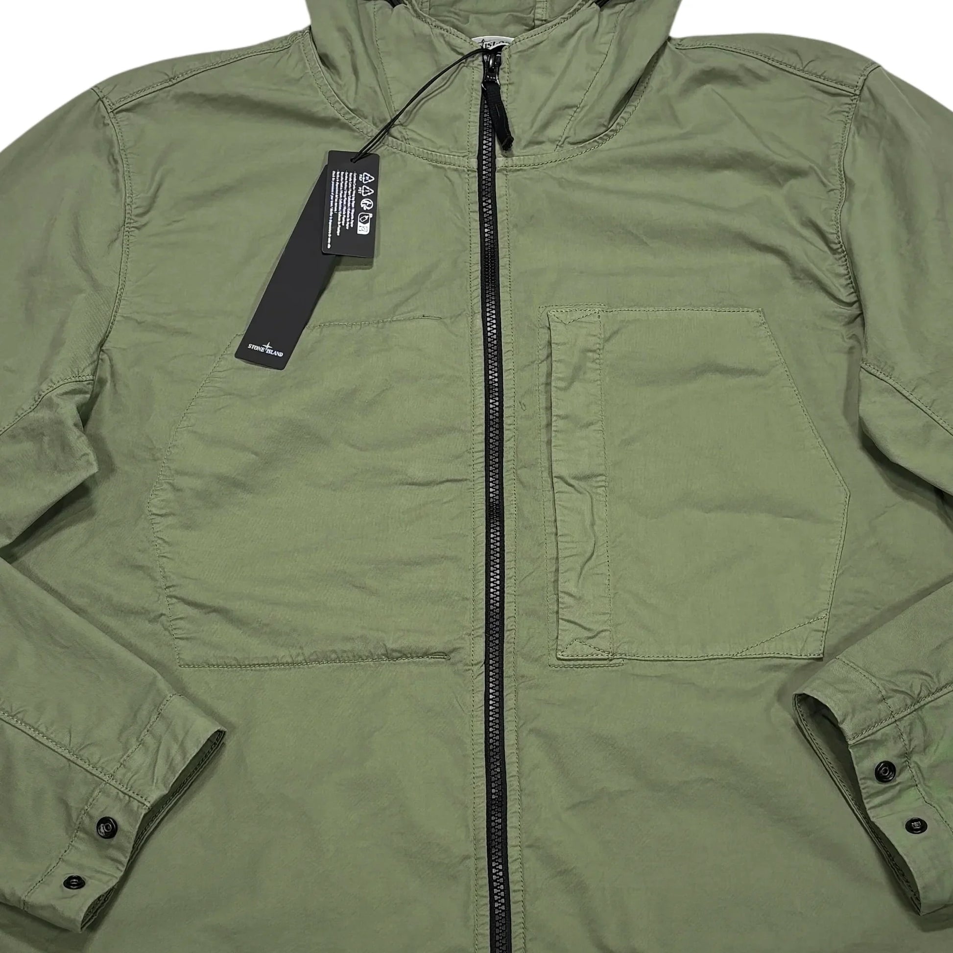 Stone Island Green Supima Cotton Twill Stretch-TC Hooded Jacket