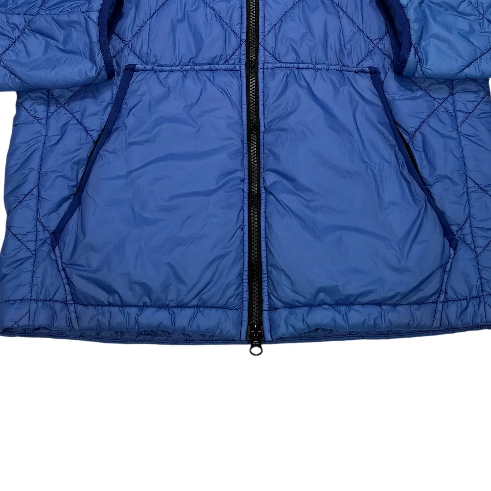 Stone Island Blue Hooded Quilted Micro Yarn Jacket