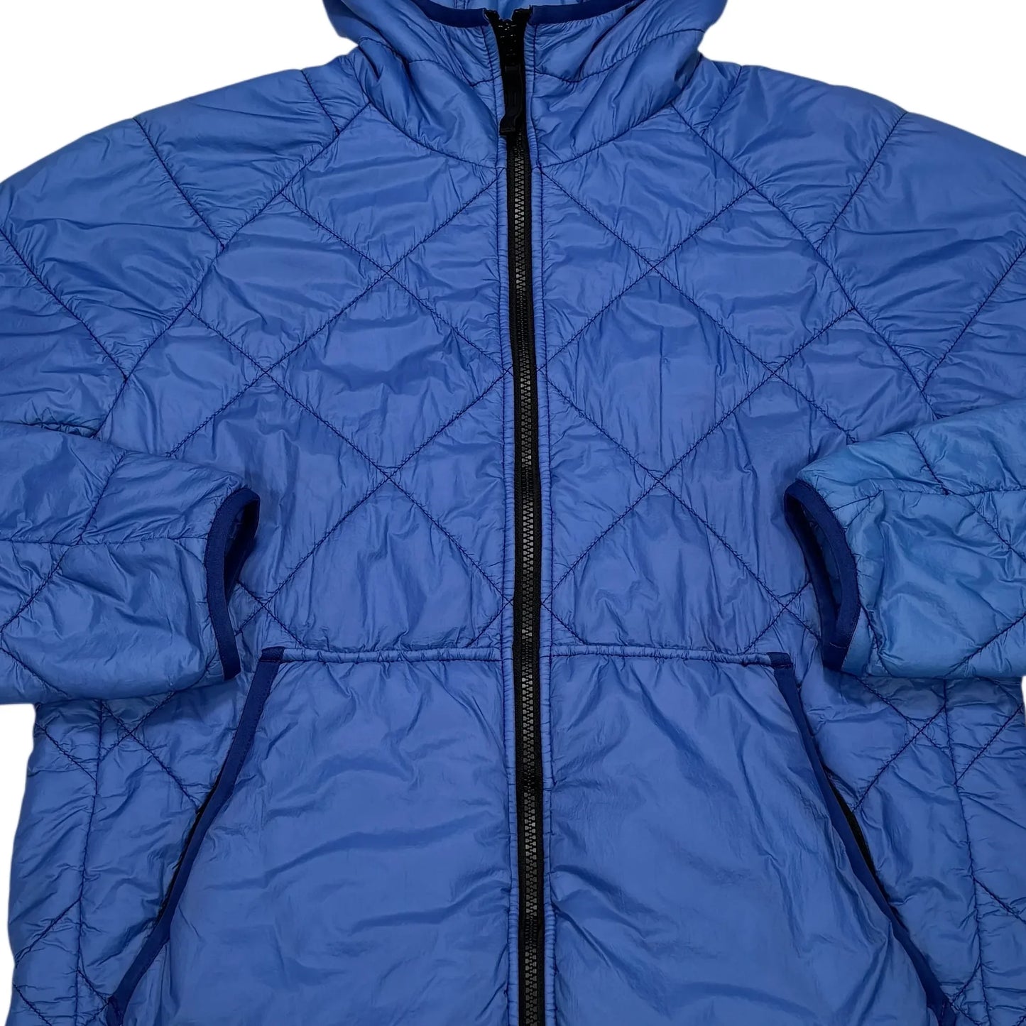 Stone Island Blue Hooded Quilted Micro Yarn Jacket