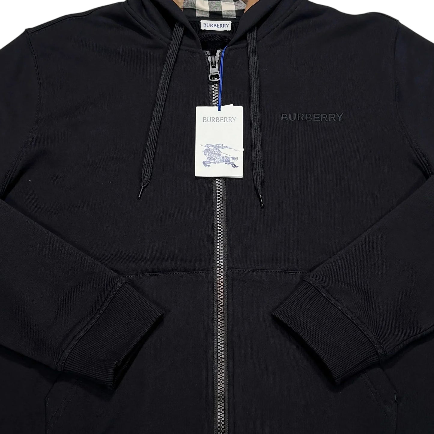 Burberry Black Zip-up Checked Hoodie
