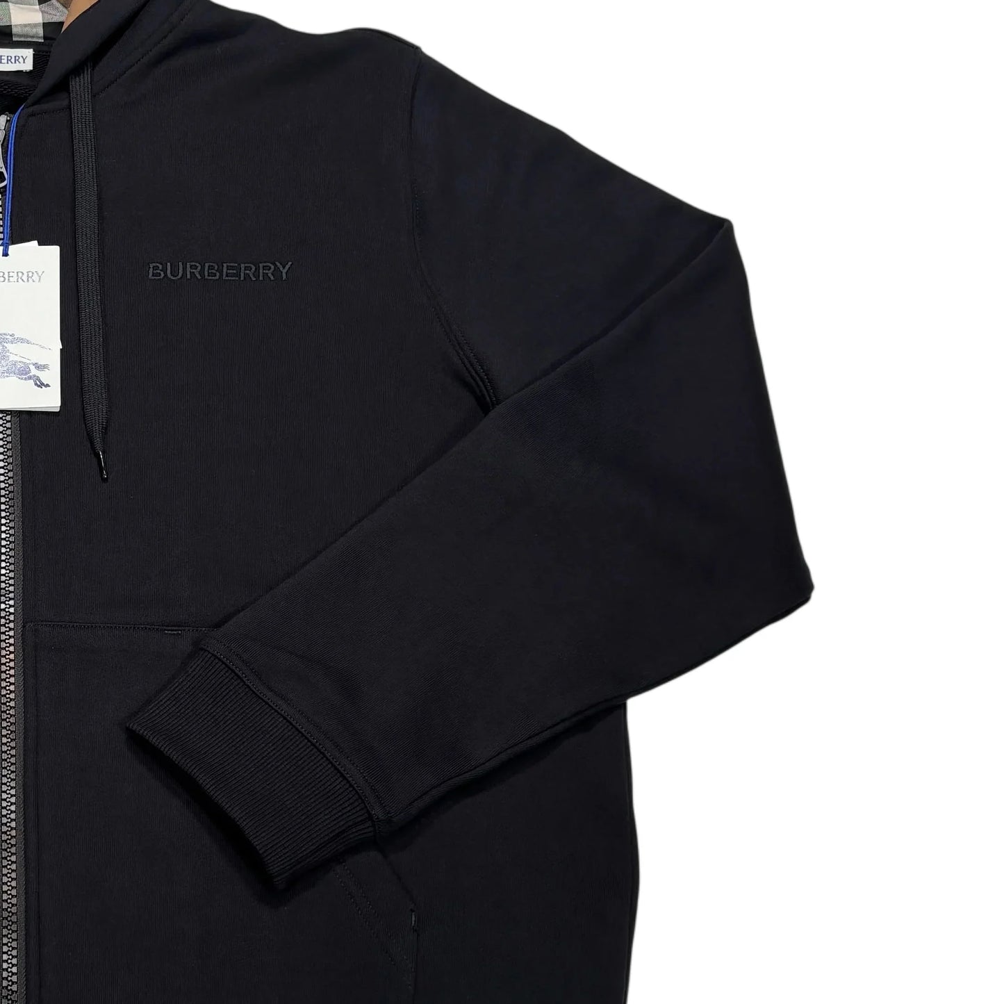 Burberry Black Zip-up Checked Hoodie