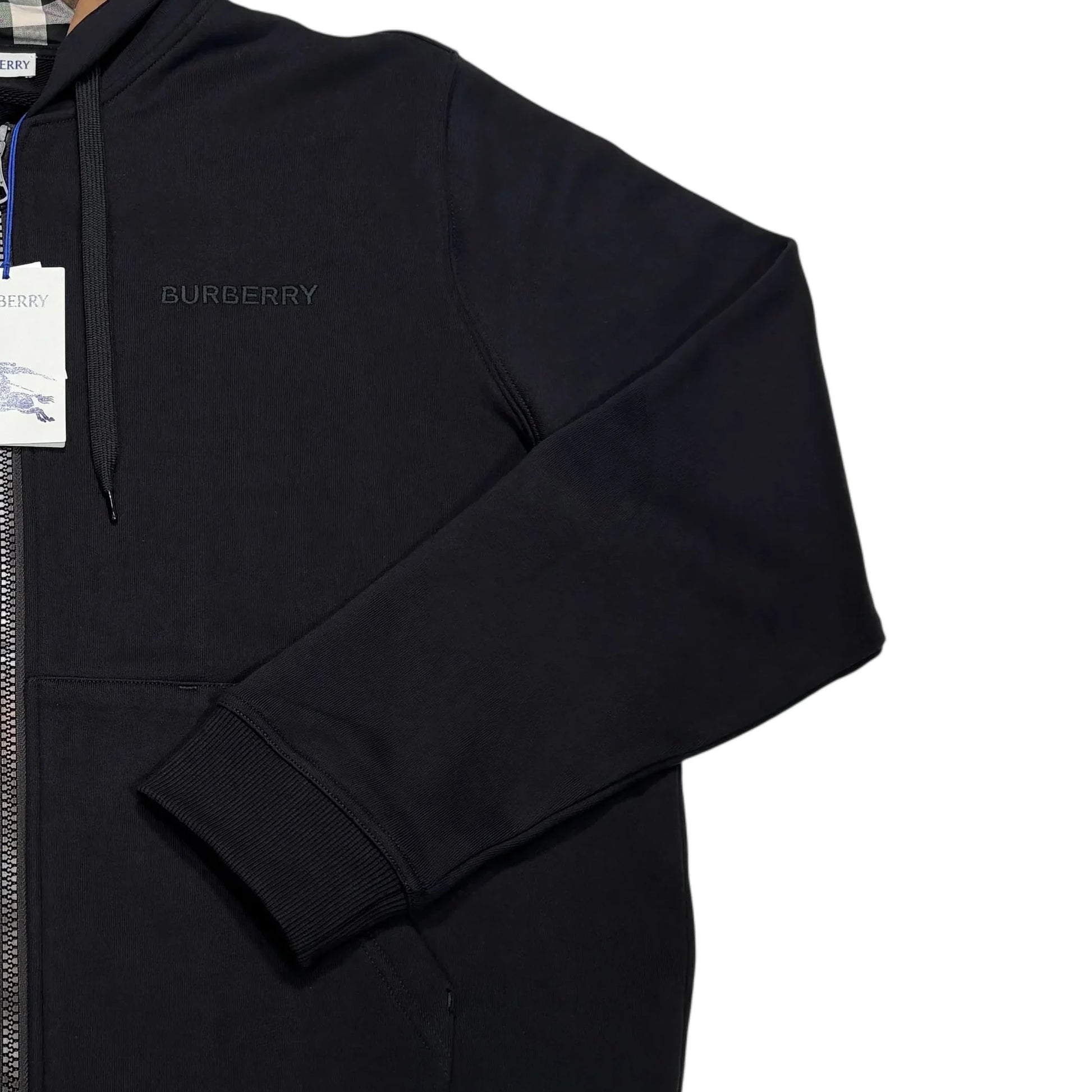 Burberry Black Zip-up Checked Hoodie