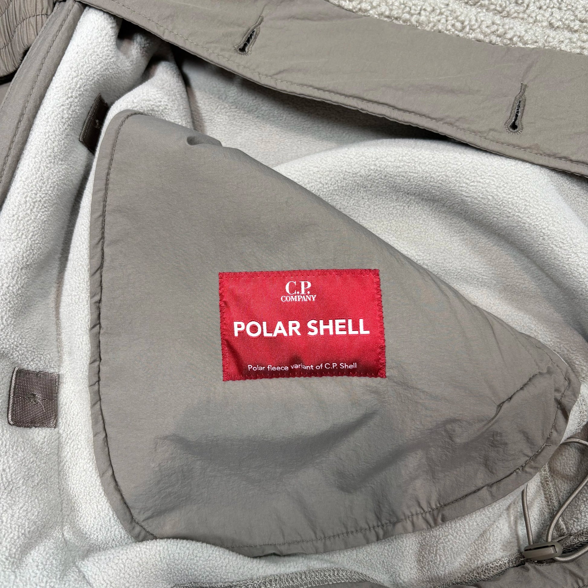 CP Company Beige Hooded Polar Fleece Shell Jacket