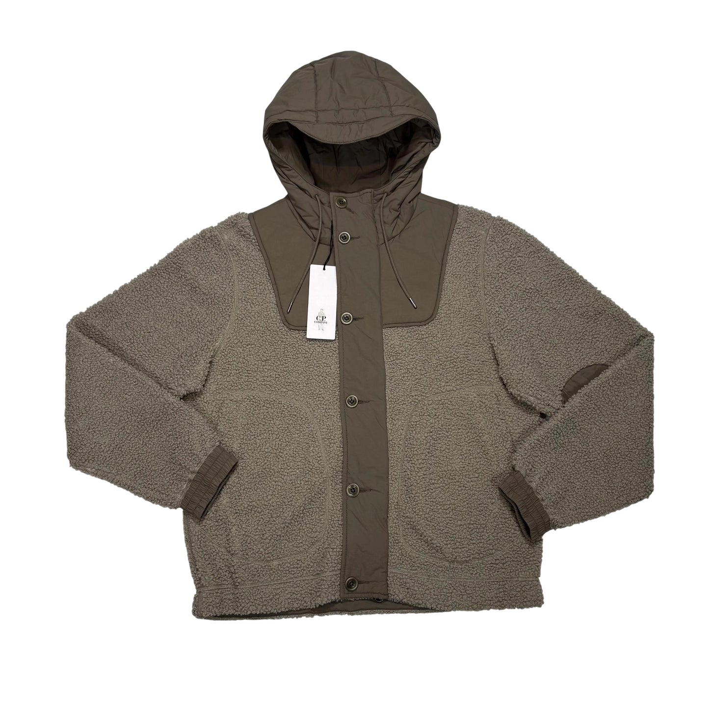 CP Company Beige Hooded Polar Fleece Shell Jacket