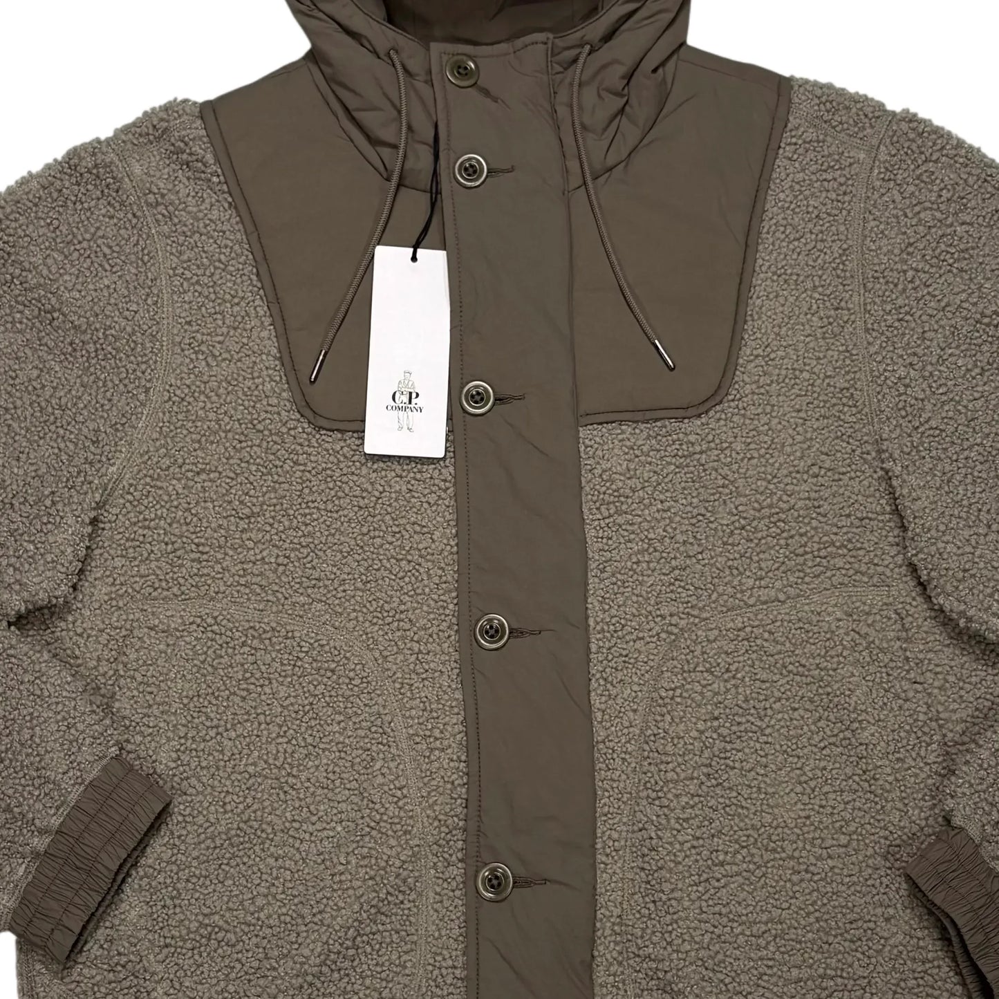 CP Company Beige Hooded Polar Fleece Shell Jacket