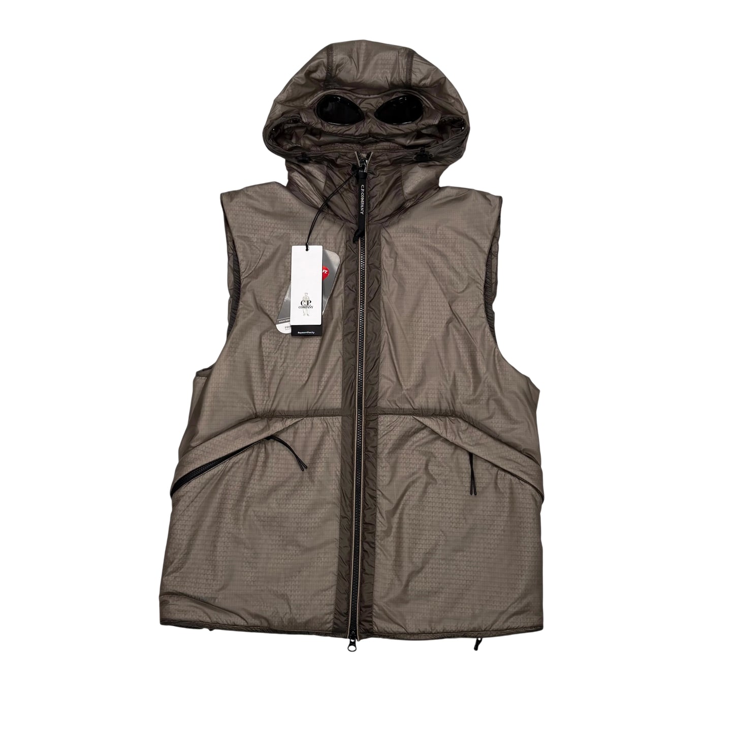 CP Company Brown Hooded Padded Nada Shell Gilet