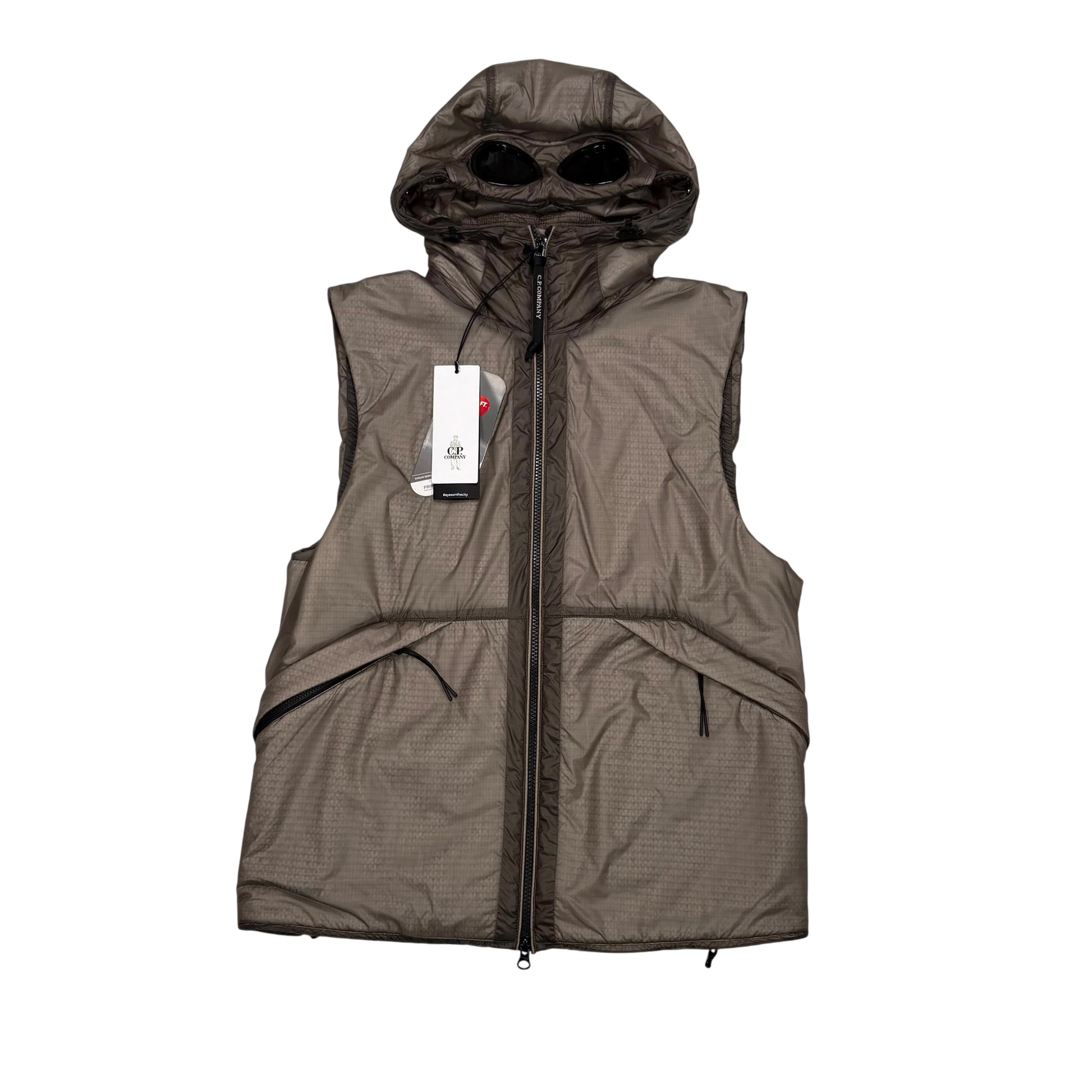 CP Company Brown Hooded Padded Nada Shell Gilet