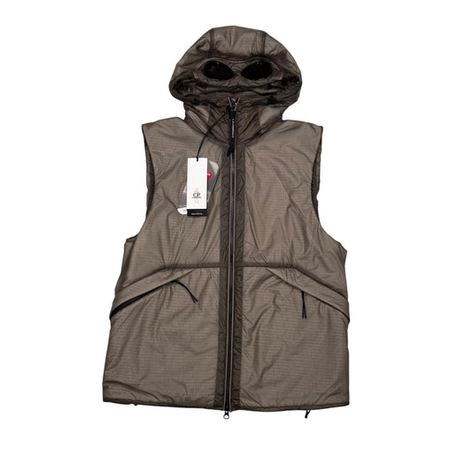 CP Company Brown Hooded Padded Nada Shell Gilet