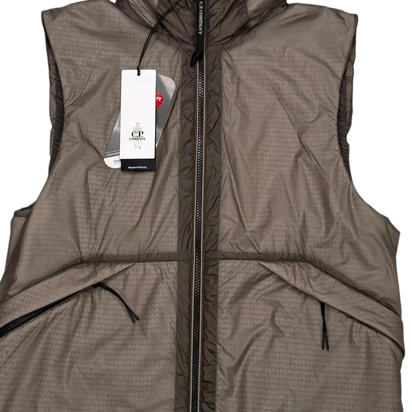 CP Company Brown Hooded Padded Nada Shell Gilet