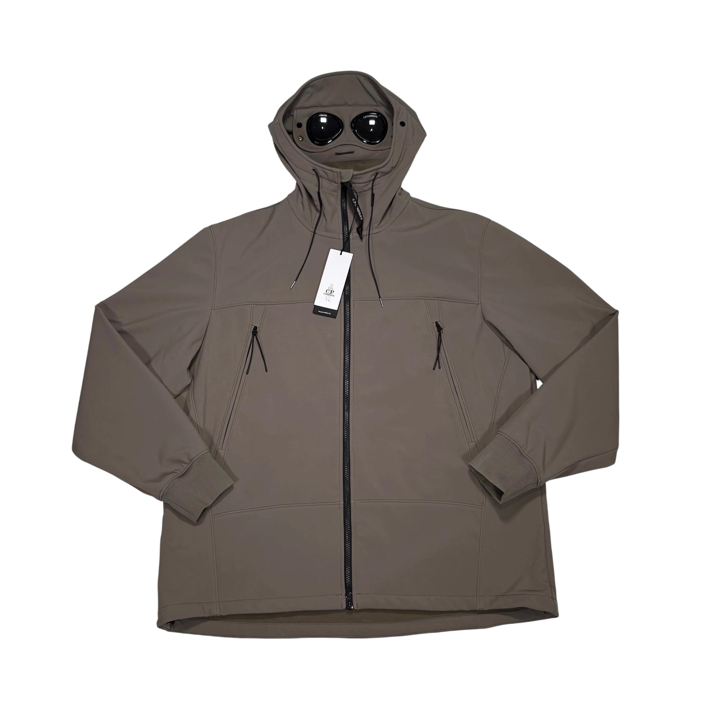 CP Company Brown Hooded Double Goggle Soft-shell Jacket
