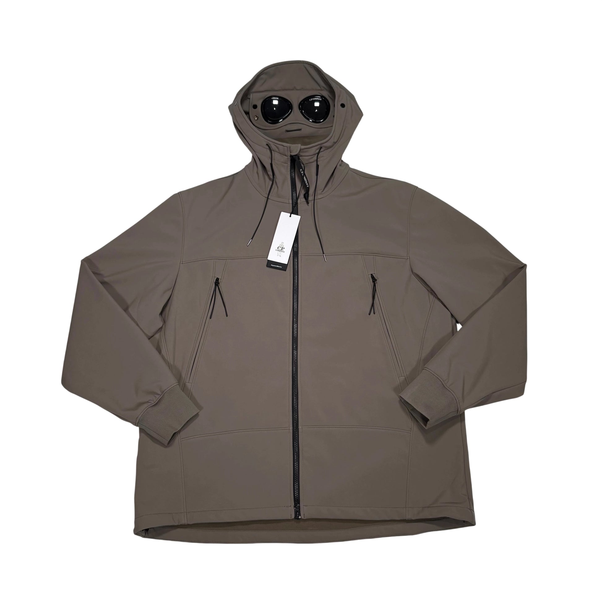 CP Company Brown Hooded Double Goggle Soft-shell Jacket