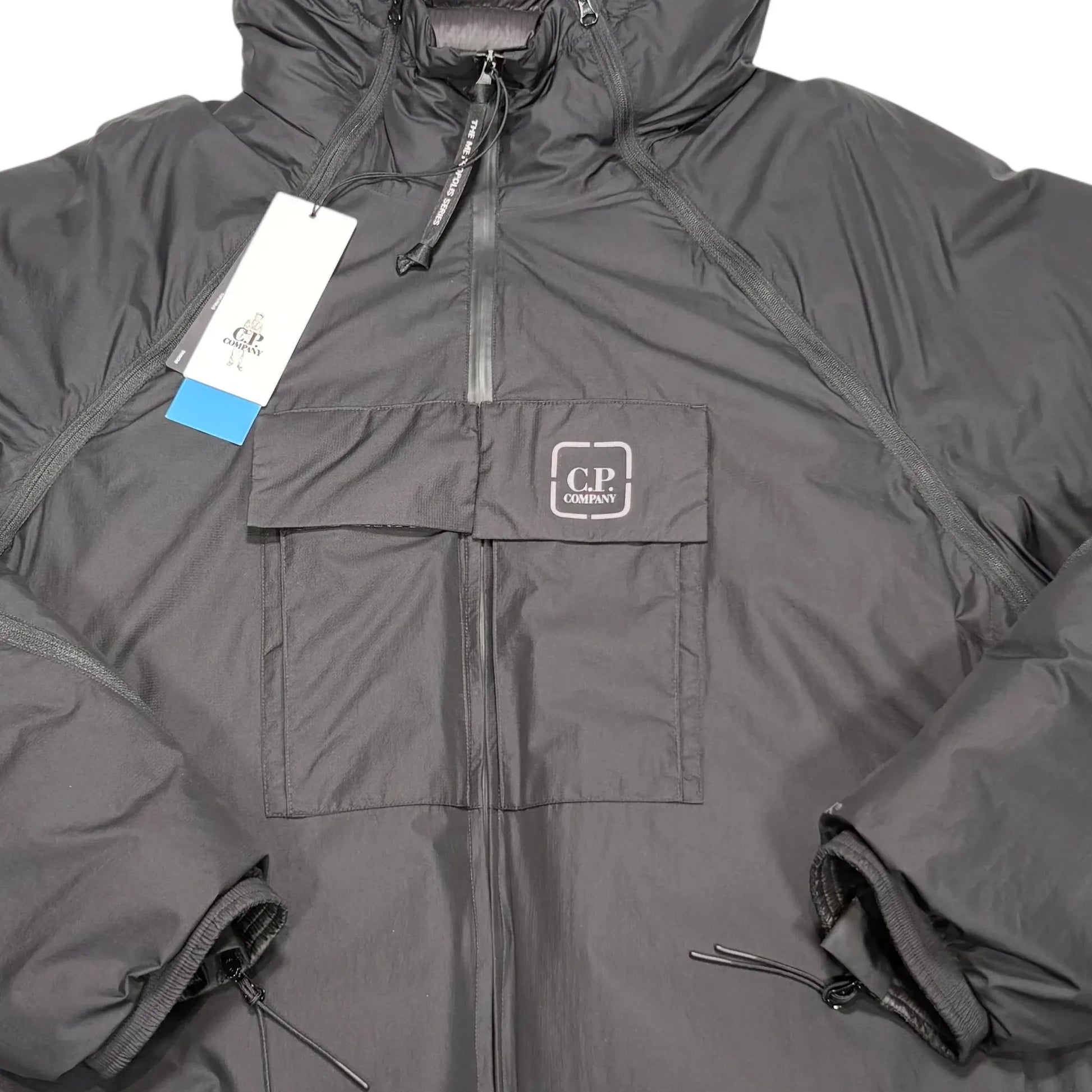 CP Company Metropolis Series Black Hooded Technical Puffer Jacket