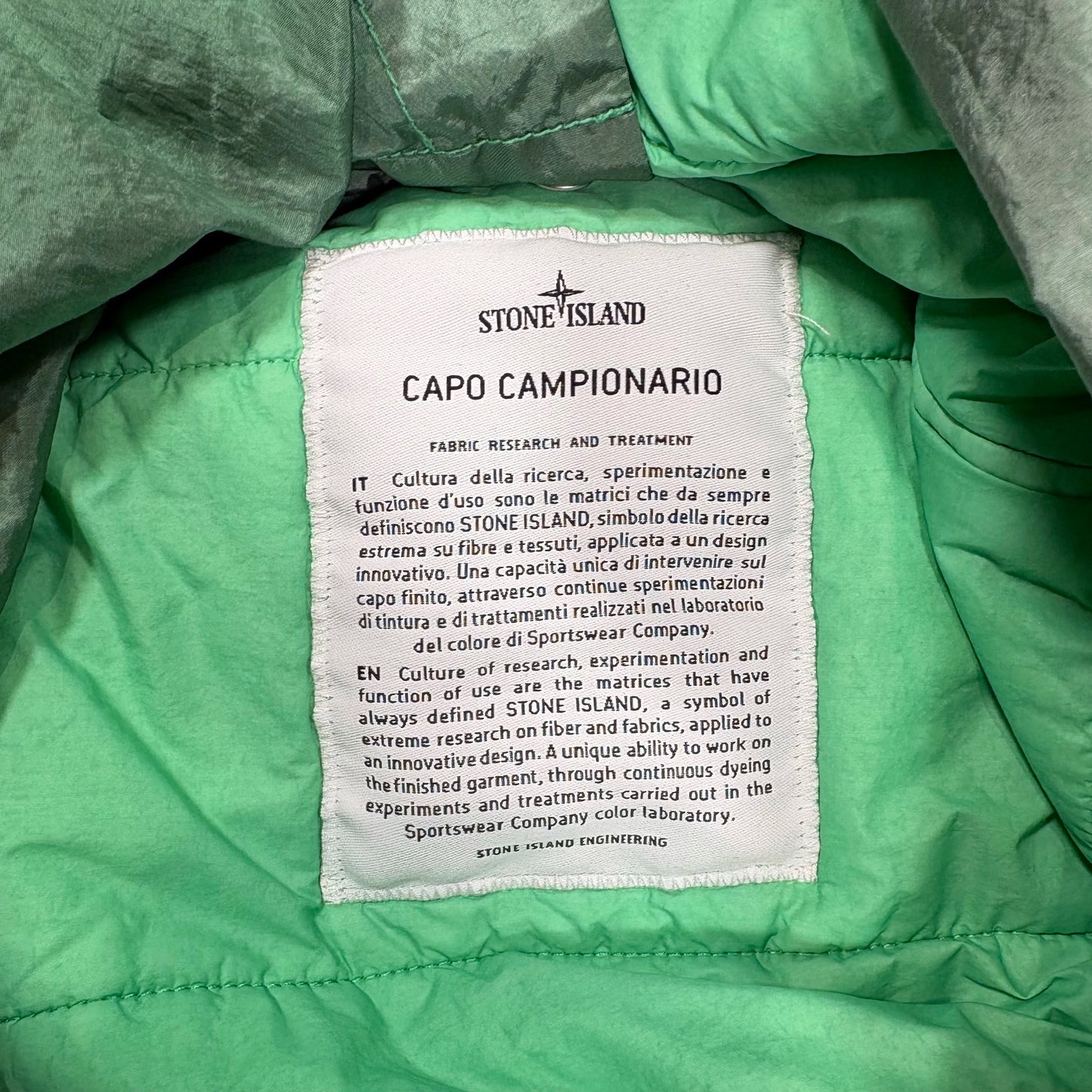 Stone Island Green Capo Campionario Parka Coat