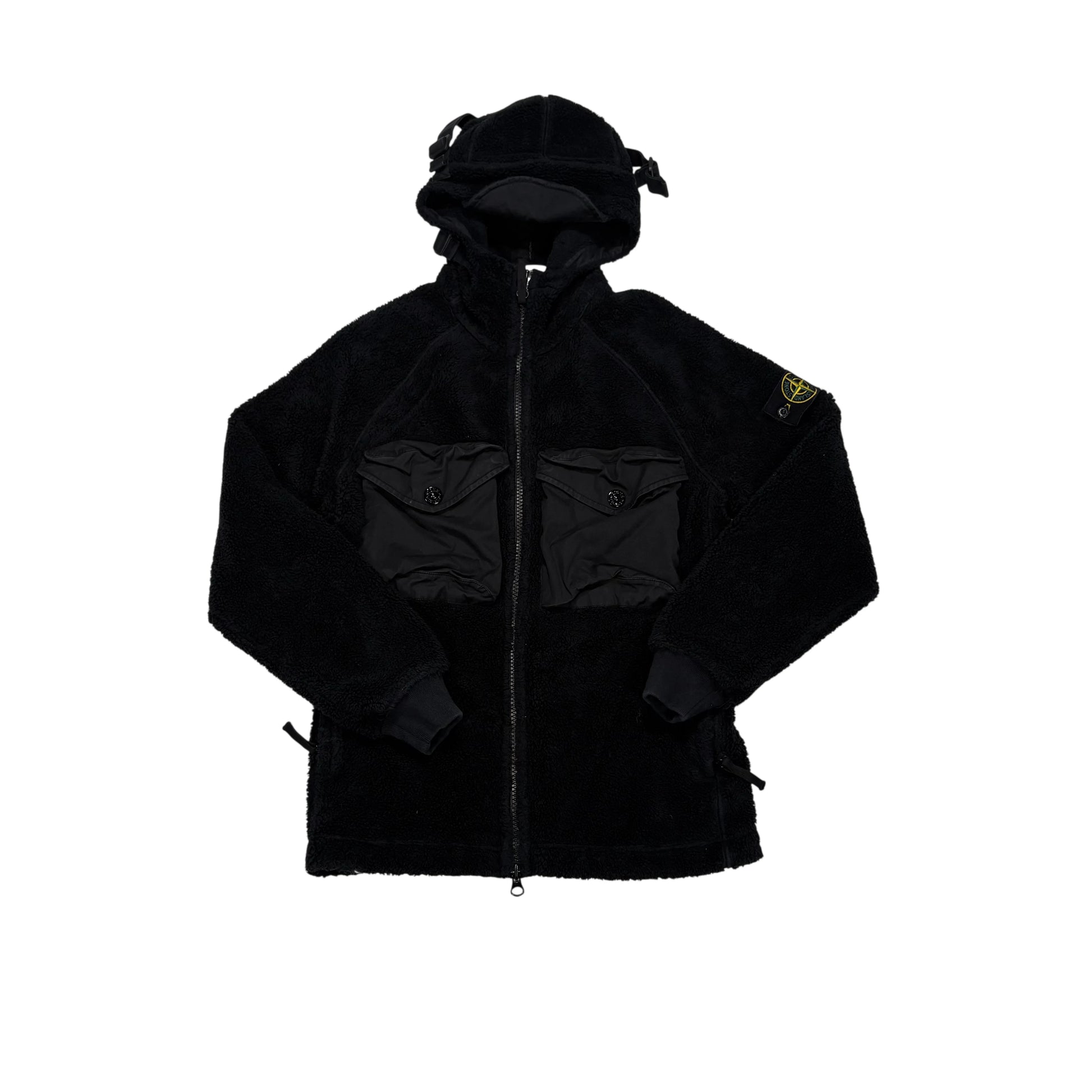 Stone Island Black Hooded Fleece Jacket