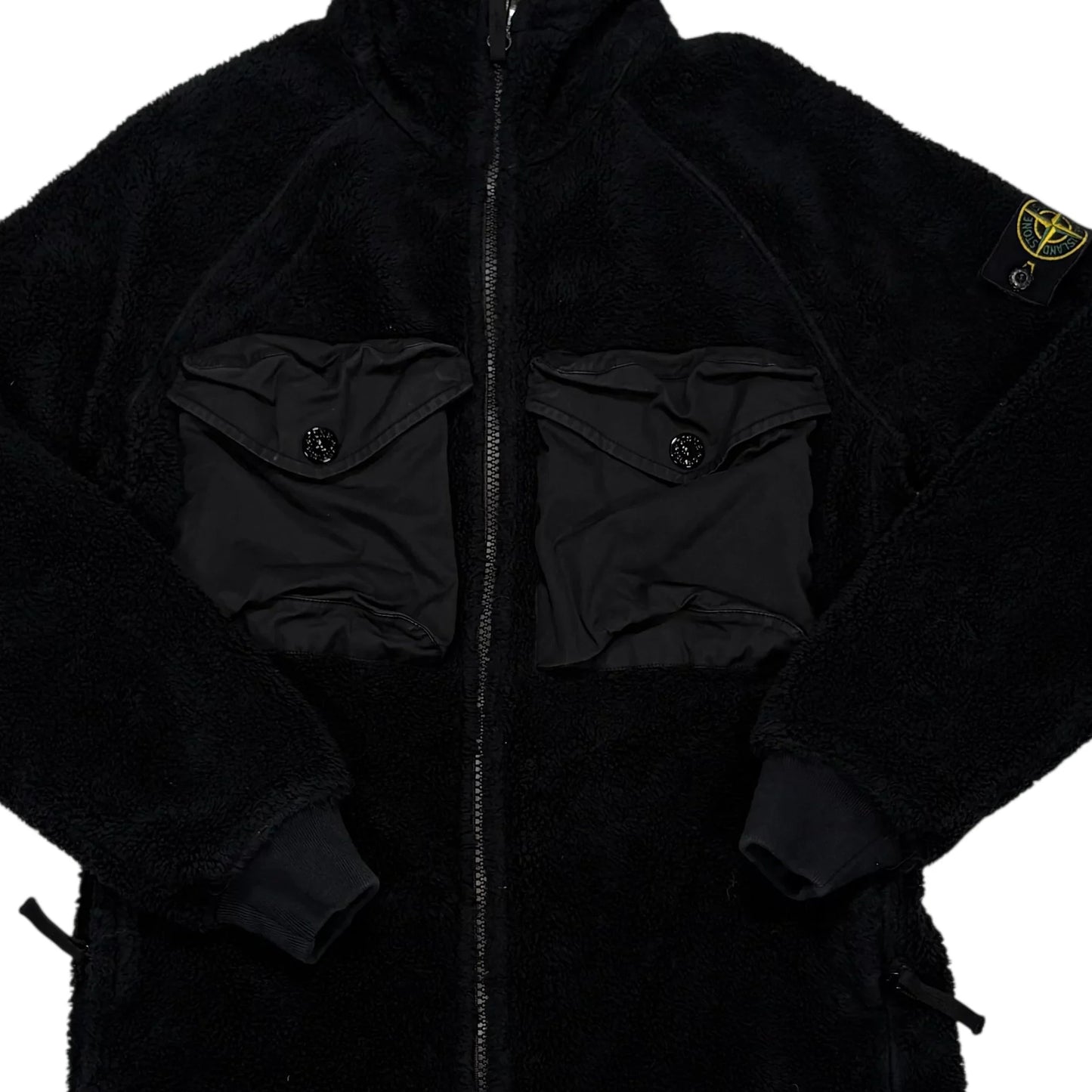 Stone Island Black Hooded Fleece Jacket