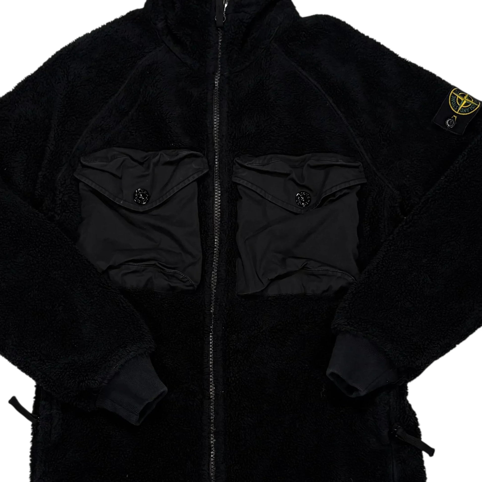 Stone Island Black Hooded Fleece Jacket