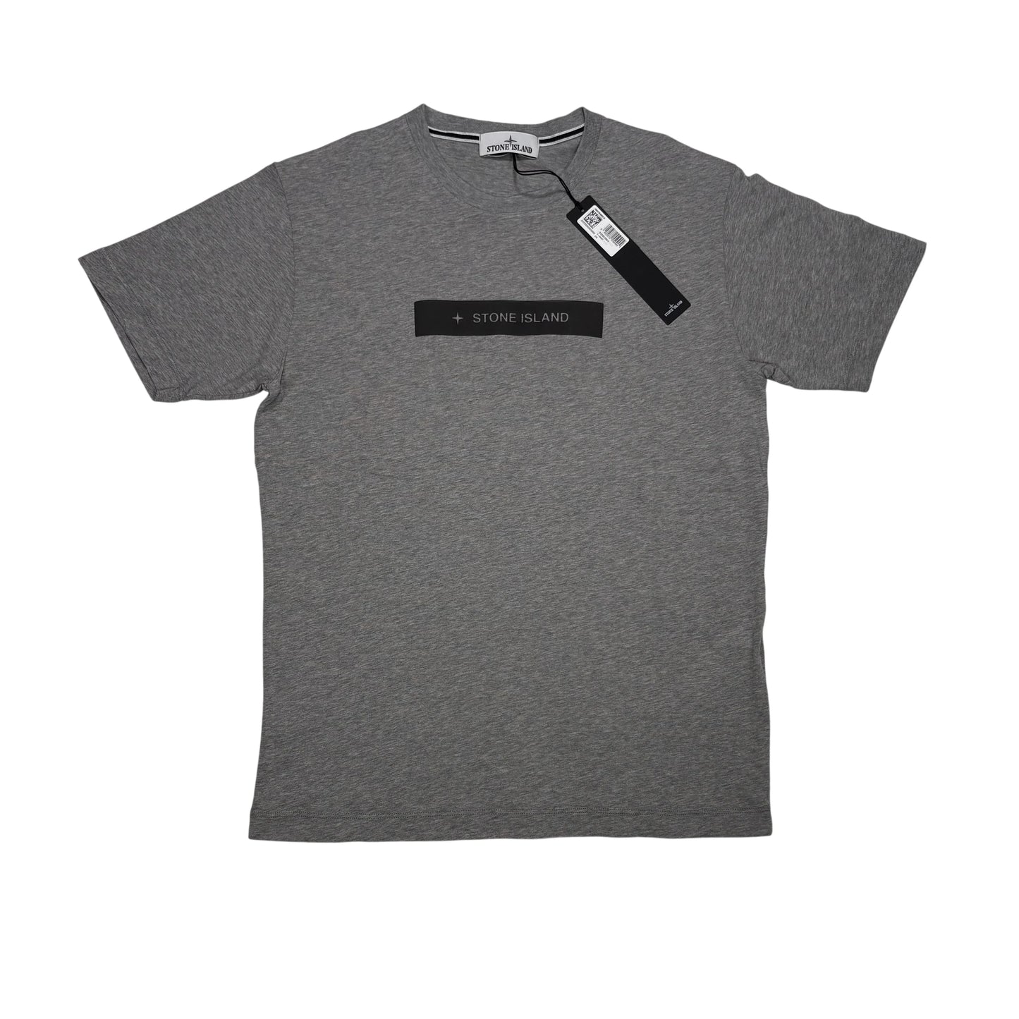 Stone Island Grey Rubberised Spell Out Logo T-shirt