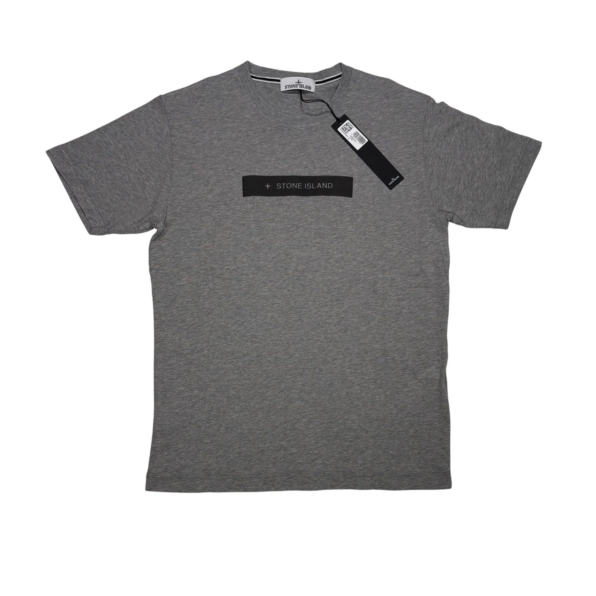Stone Island Grey Rubberised Spell Out Logo T-shirt