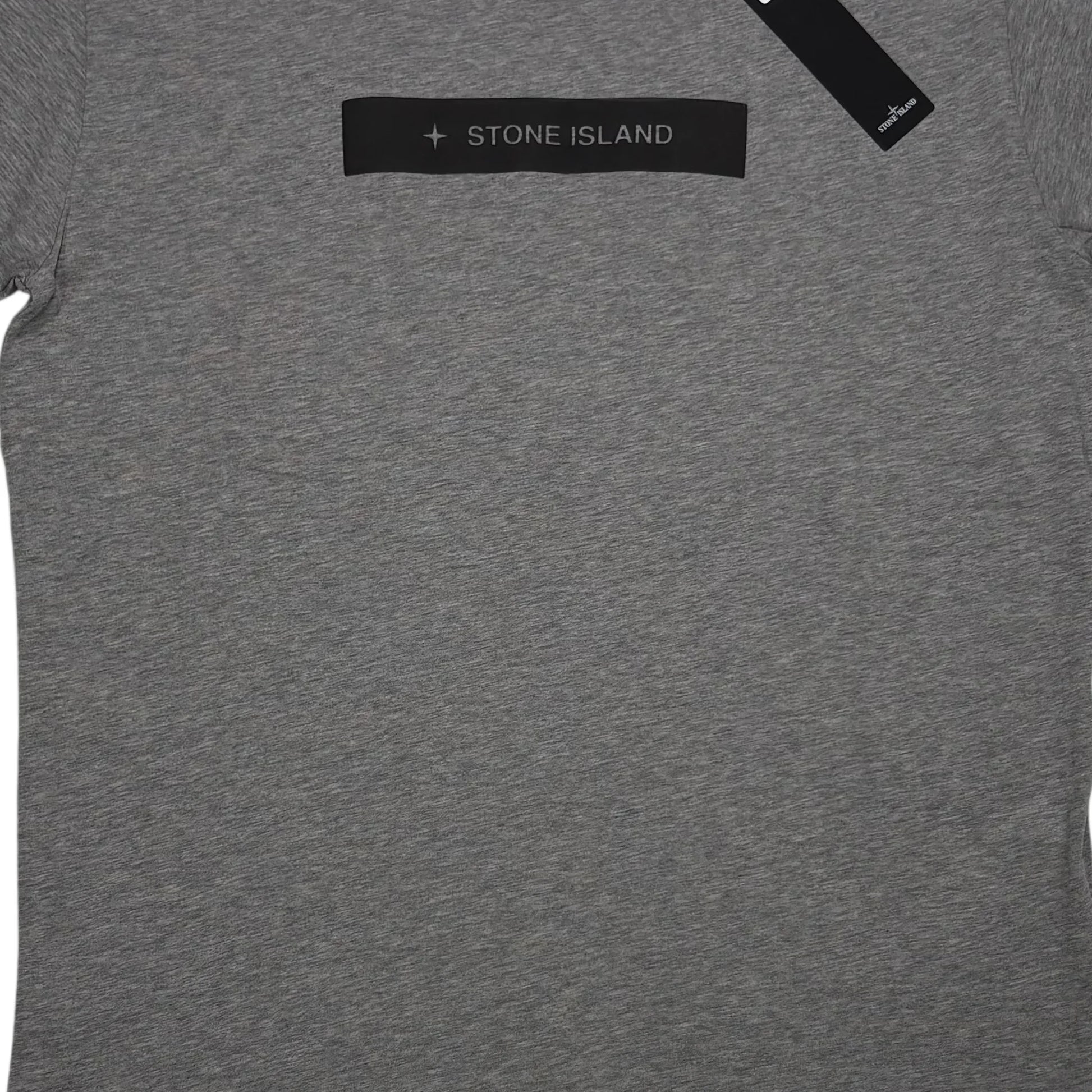 Stone Island Grey Rubberised Spell Out Logo T-shirt