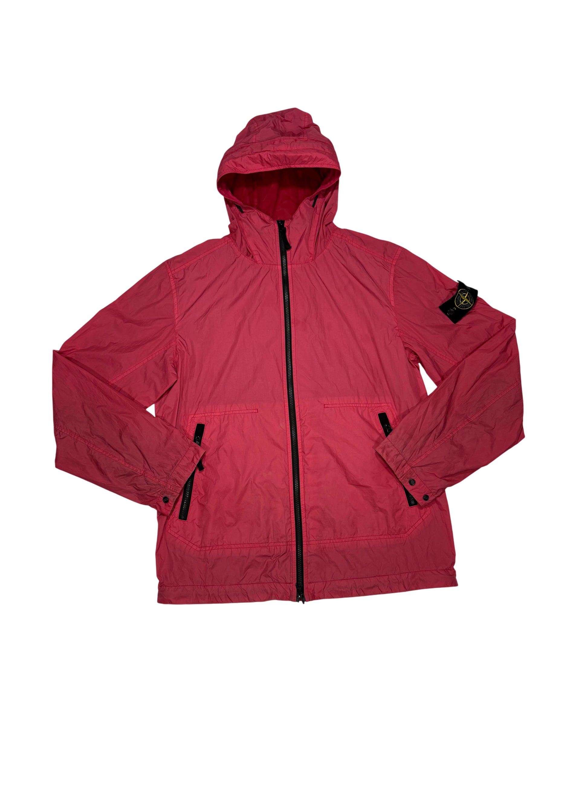 Stone Island Pink Garment Dyed Crinkle Reps Hooded Jacket
