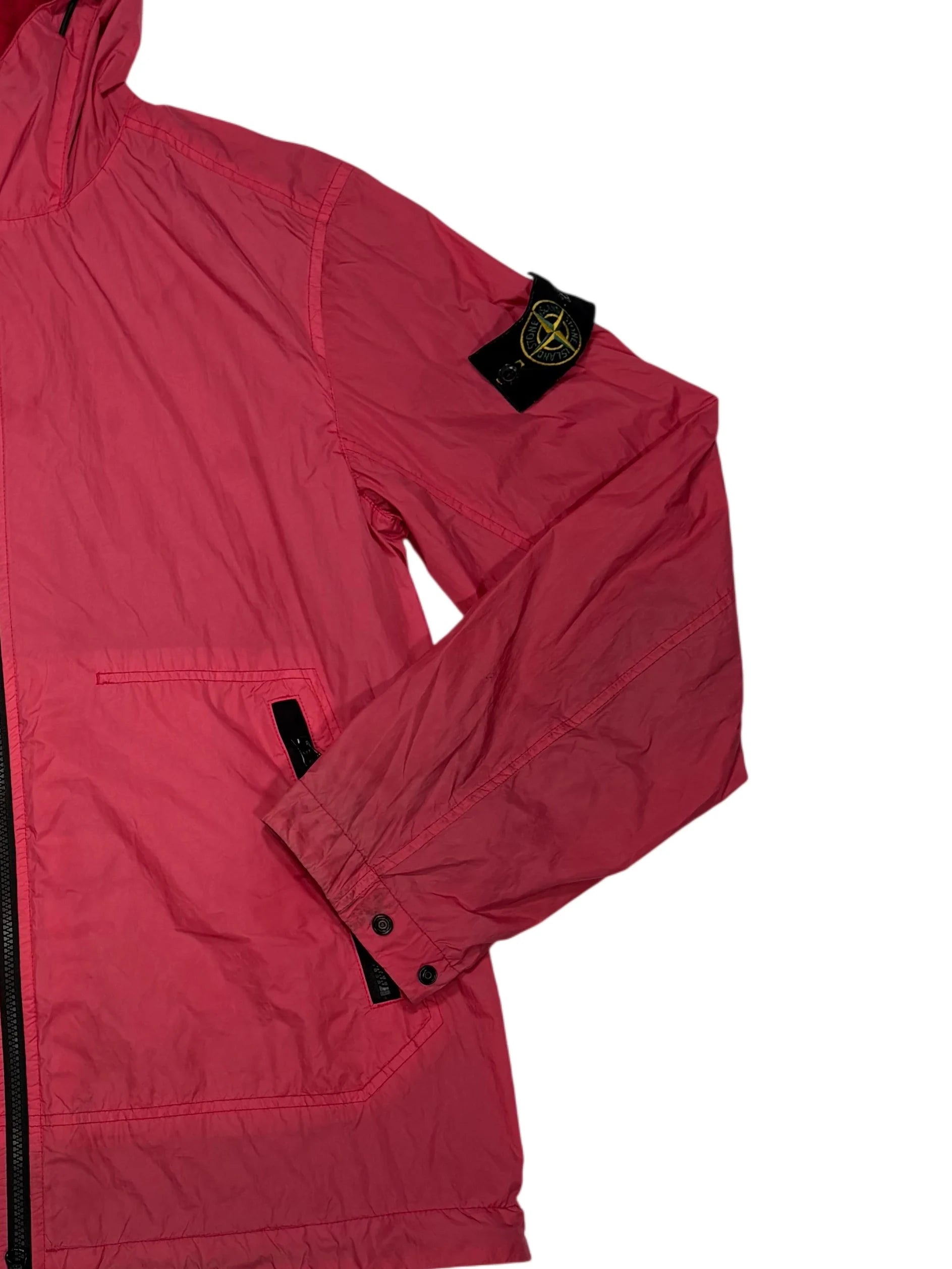 Stone Island Pink Garment Dyed Crinkle Reps Hooded Jacket