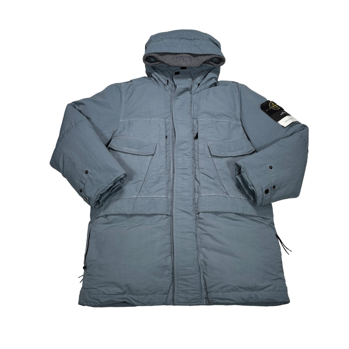 Stone Island Blue Naslan Down-TC Compass Patch Parka Jacket