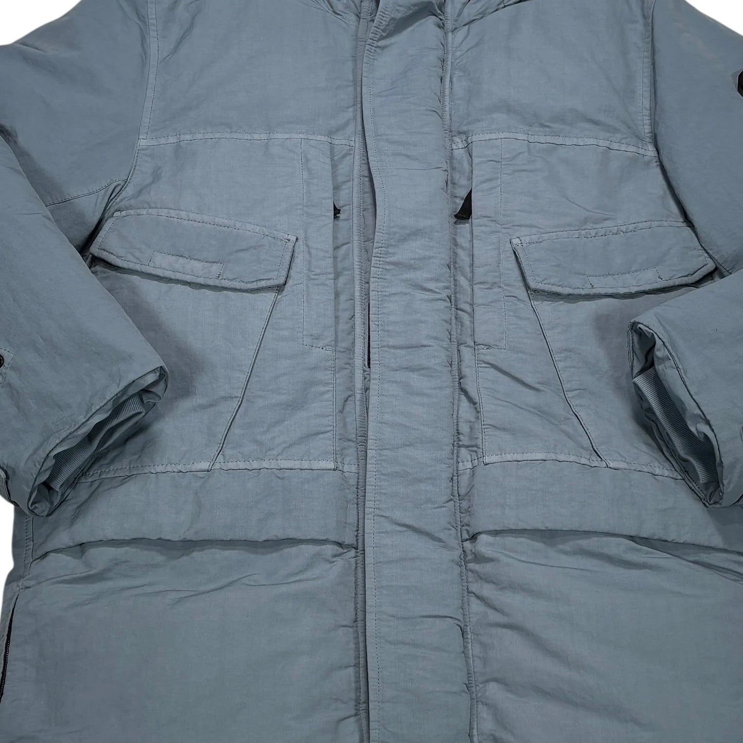 Stone Island Blue Naslan Down-TC Compass Patch Parka Jacket