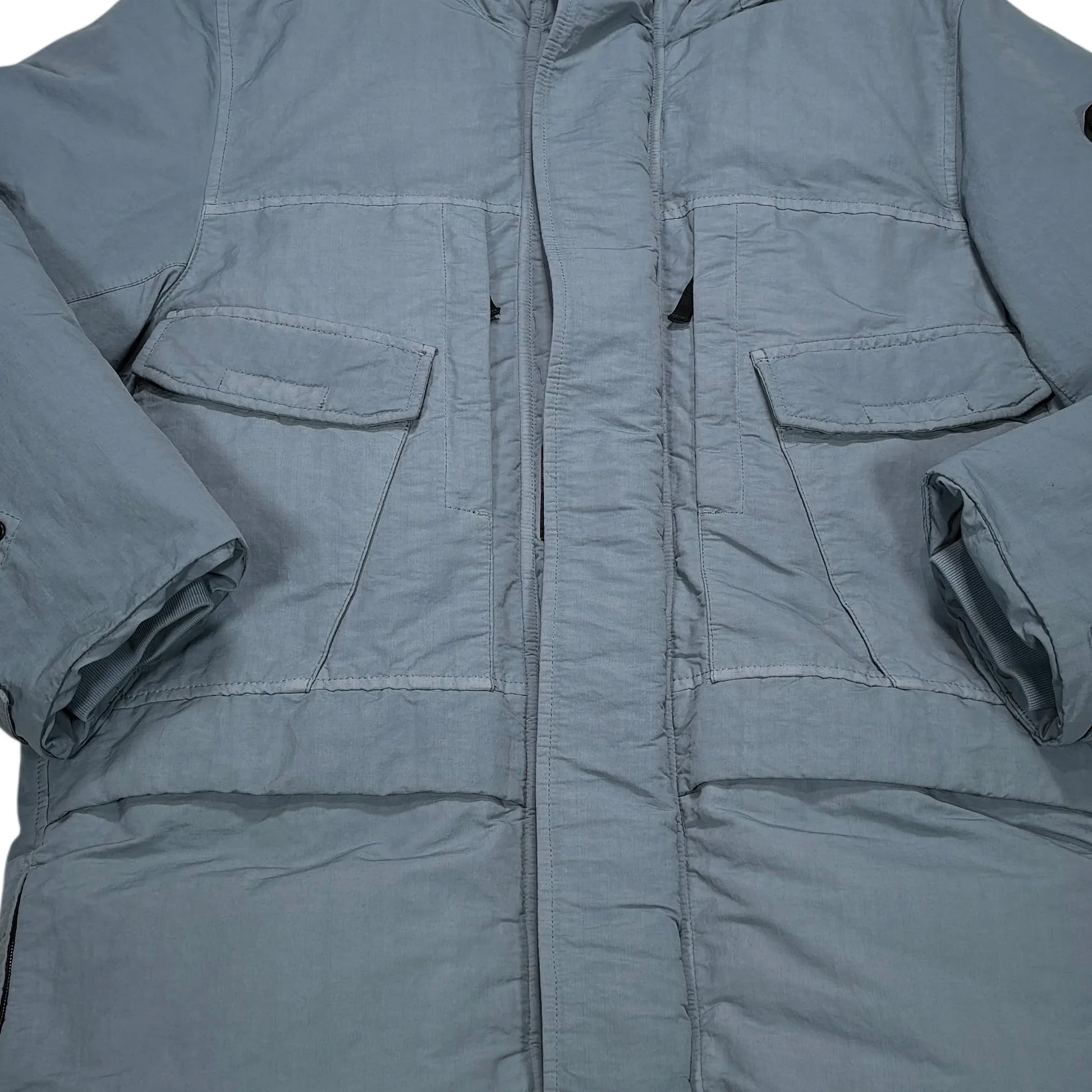 Stone Island Blue Naslan Down-TC Compass Patch Parka Jacket