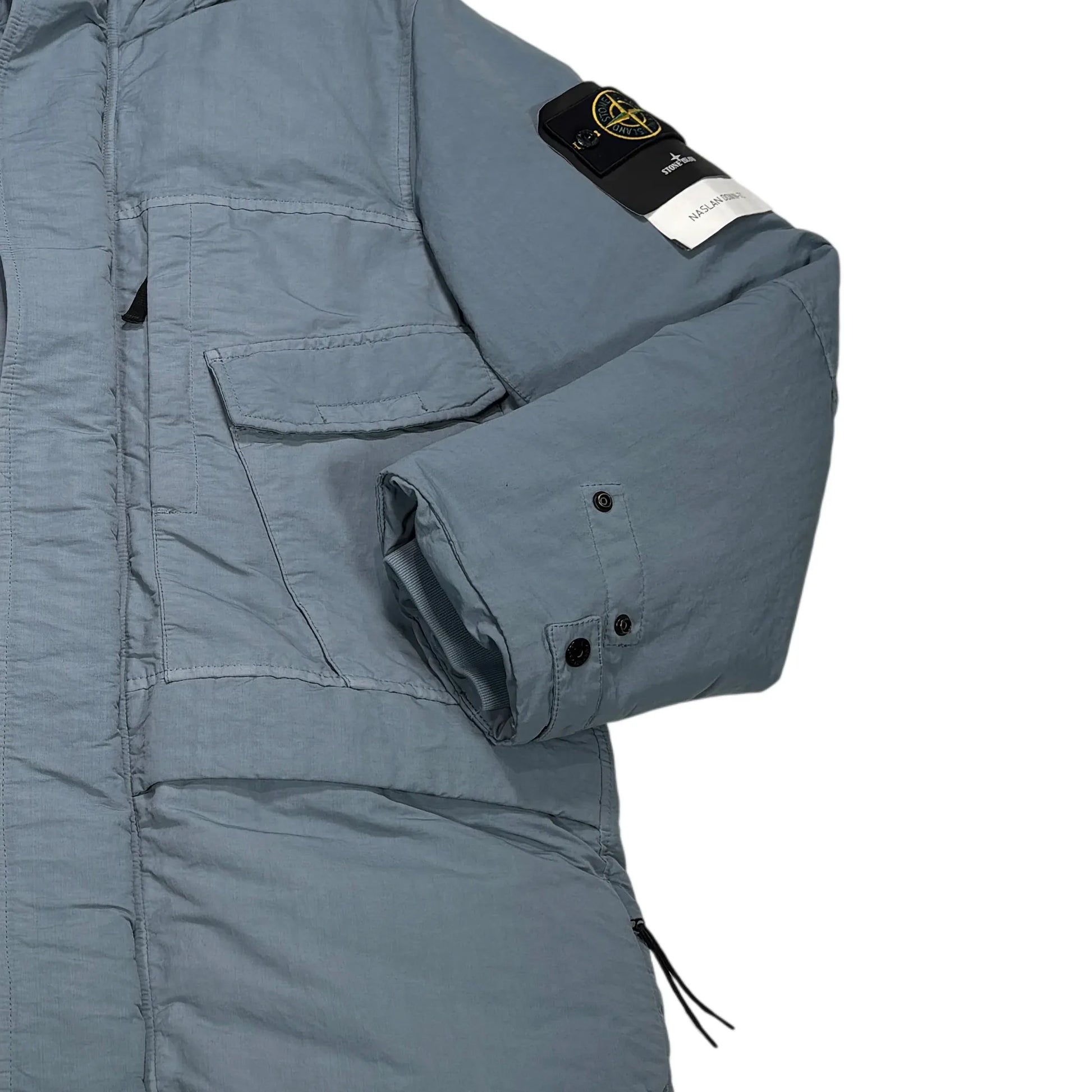 Stone Island Blue Naslan Down-TC Compass Patch Parka Jacket