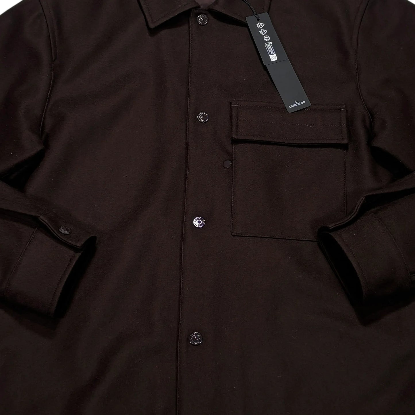 Stone Island Brown Button Up Ghost Piece Overshirt Jacket