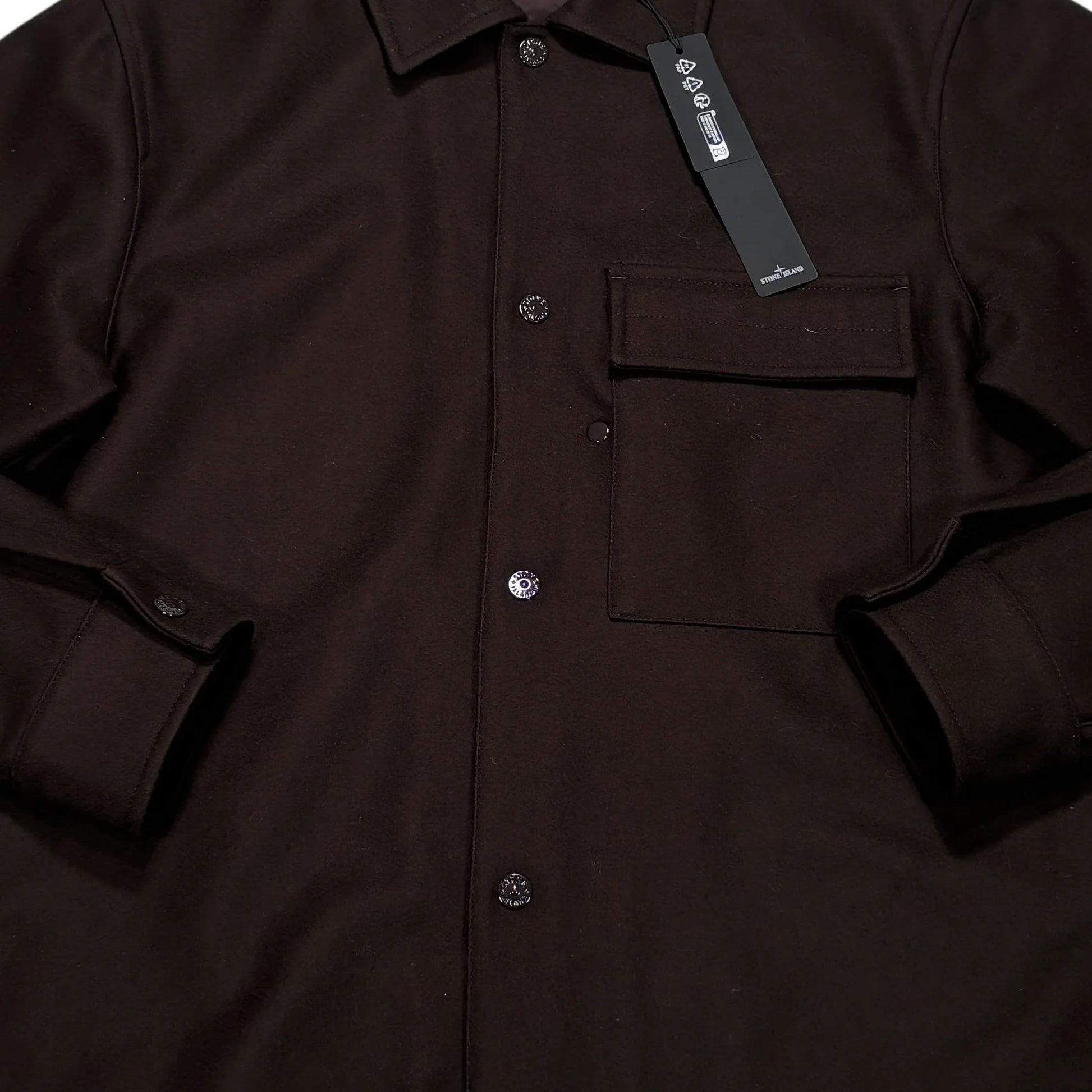 Stone Island Brown Button Up Ghost Piece Overshirt Jacket